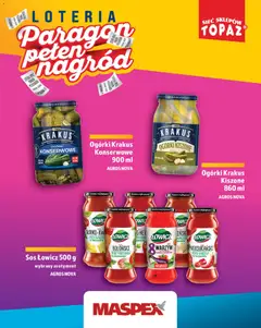 Pogląd oferty "Topaz gazetka - Loteria Paragonowa" - ważna od 24.08.2026 | Strona: 57 | Produkty: Pomidor, Ogórki, Sos, Ogórki konserwowe