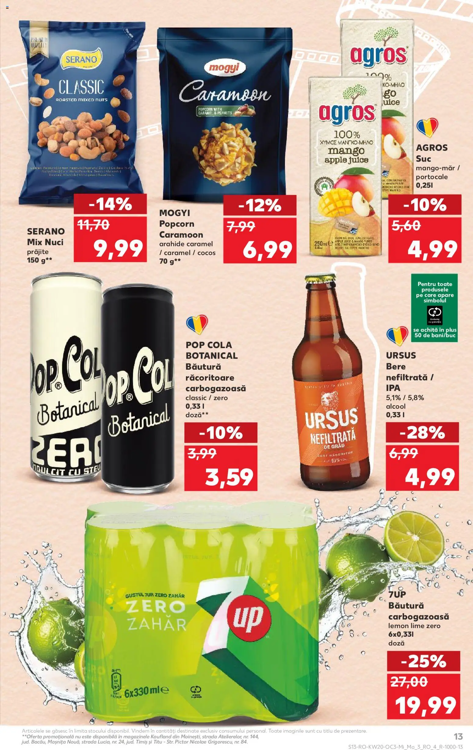Kaufland RO akciós ujság - amely érvényes a következő dátumtól: 13.05.2026 | Oldal: 13 | Termékek: Lime, Cola, Popcorn, Mangó