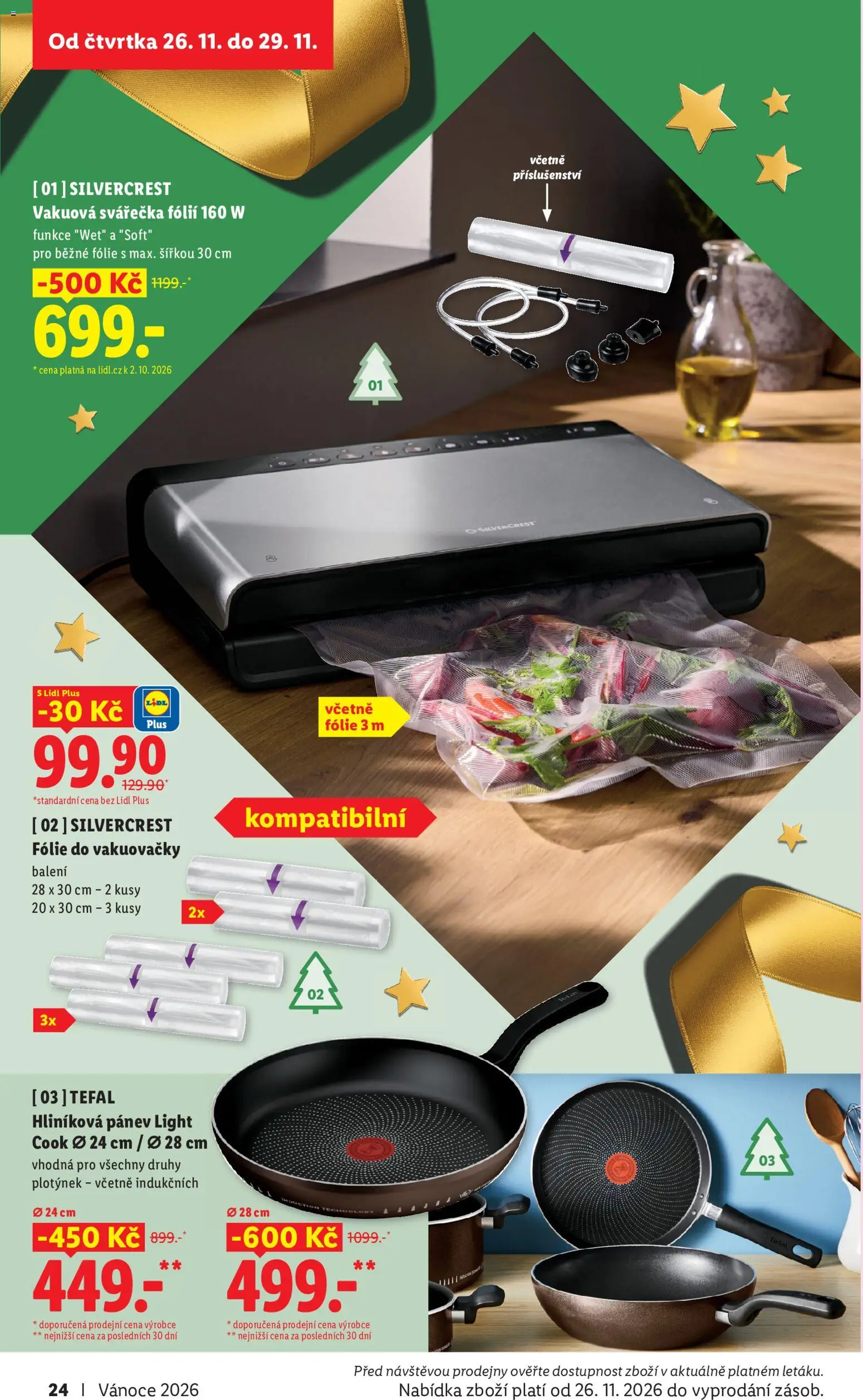 Lidl leták - Vánoční inspirace 2026 od 19.10.2026 | Strana: 24 | Produkty: Fólie, Vakuová svářečka fólií, Vakuová svářečka, Tefal