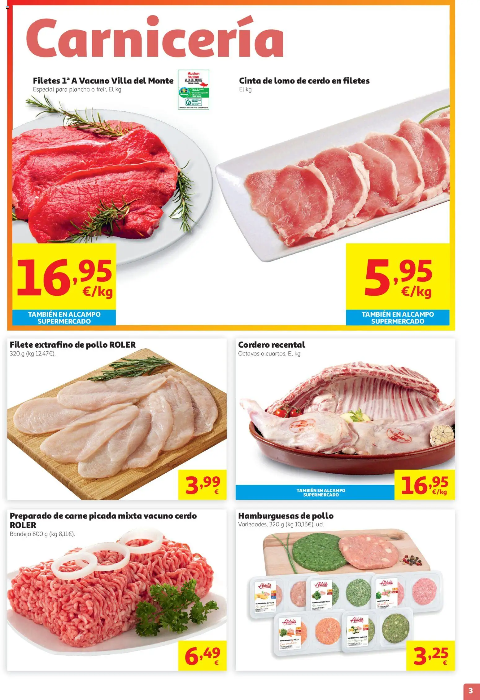 Alcampo HG Unico │ válido desde el 27/08/2026 | Página: 3 | Productos: Carne picada, Lomo, Cerdo, Carne