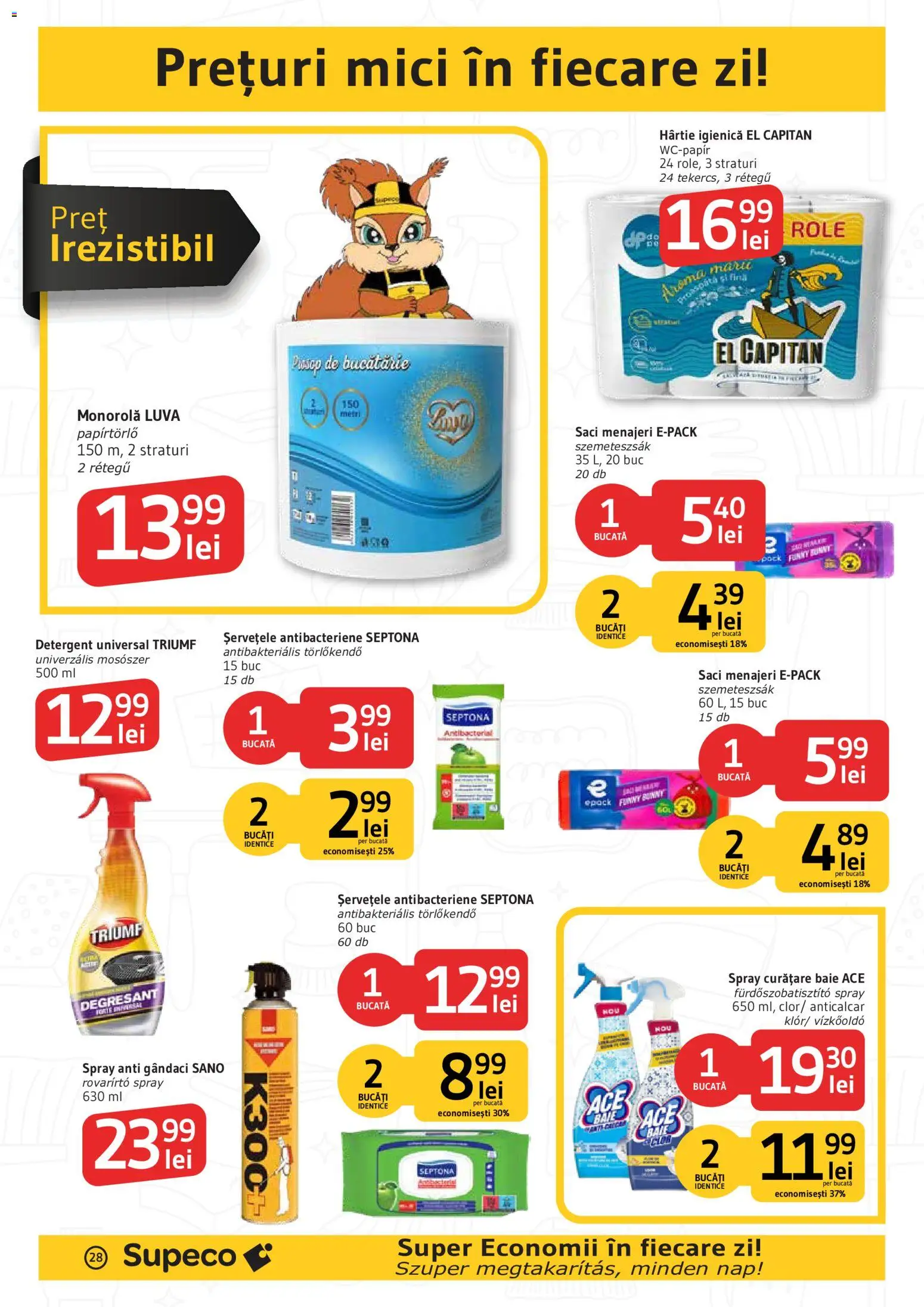 Noul catalog Supeco – valabil de la 20.08.2026 | Pagină: 28 | Produse: Saci menajeri, Bucătărie, Mici, Șervețele antibacteriene