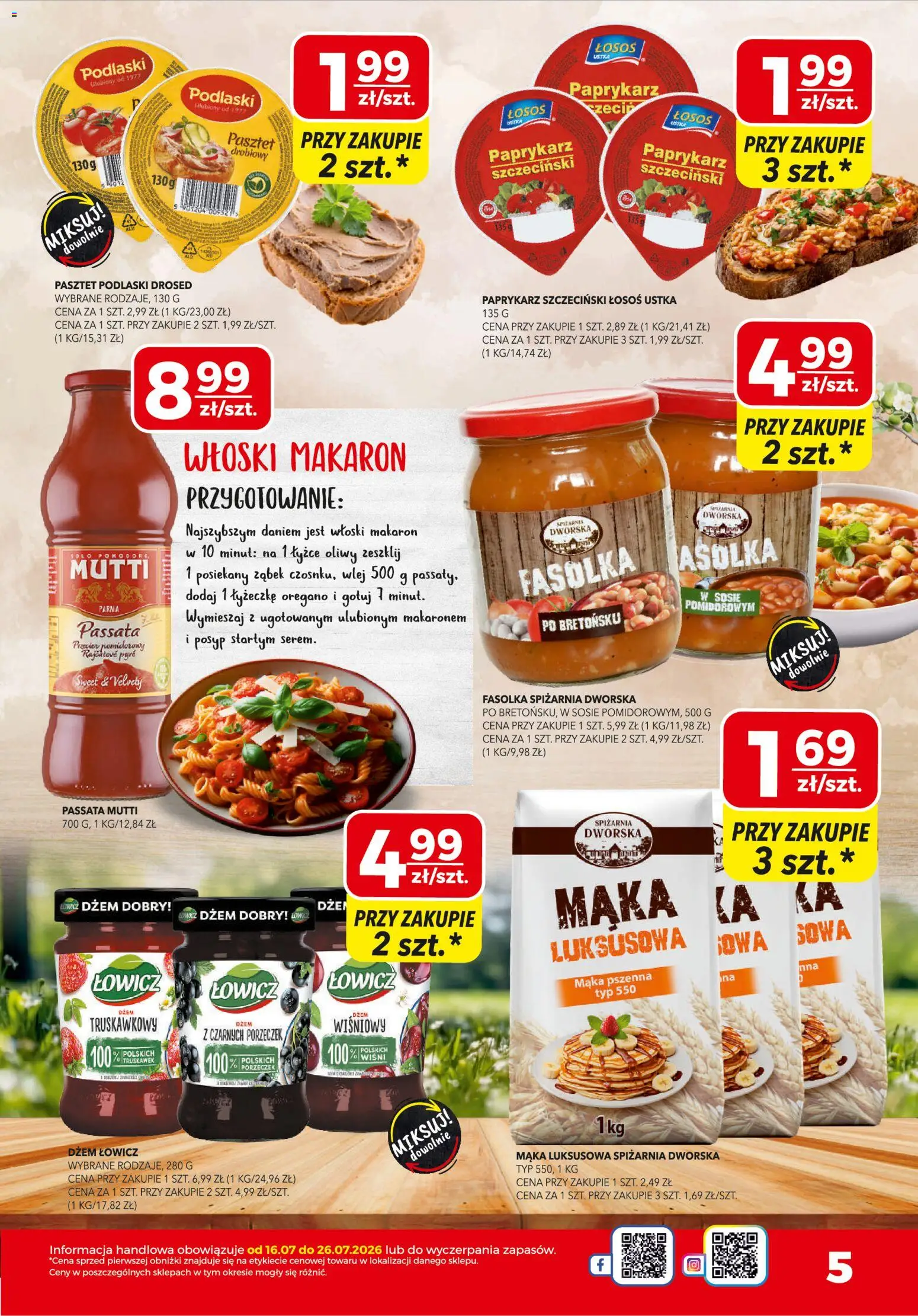 Top Market gazetka od 16.07.2026 | Strona: 5 | Produkty: Paprykarz, Paprykarz szczeciński, Łosoś, Makaron
