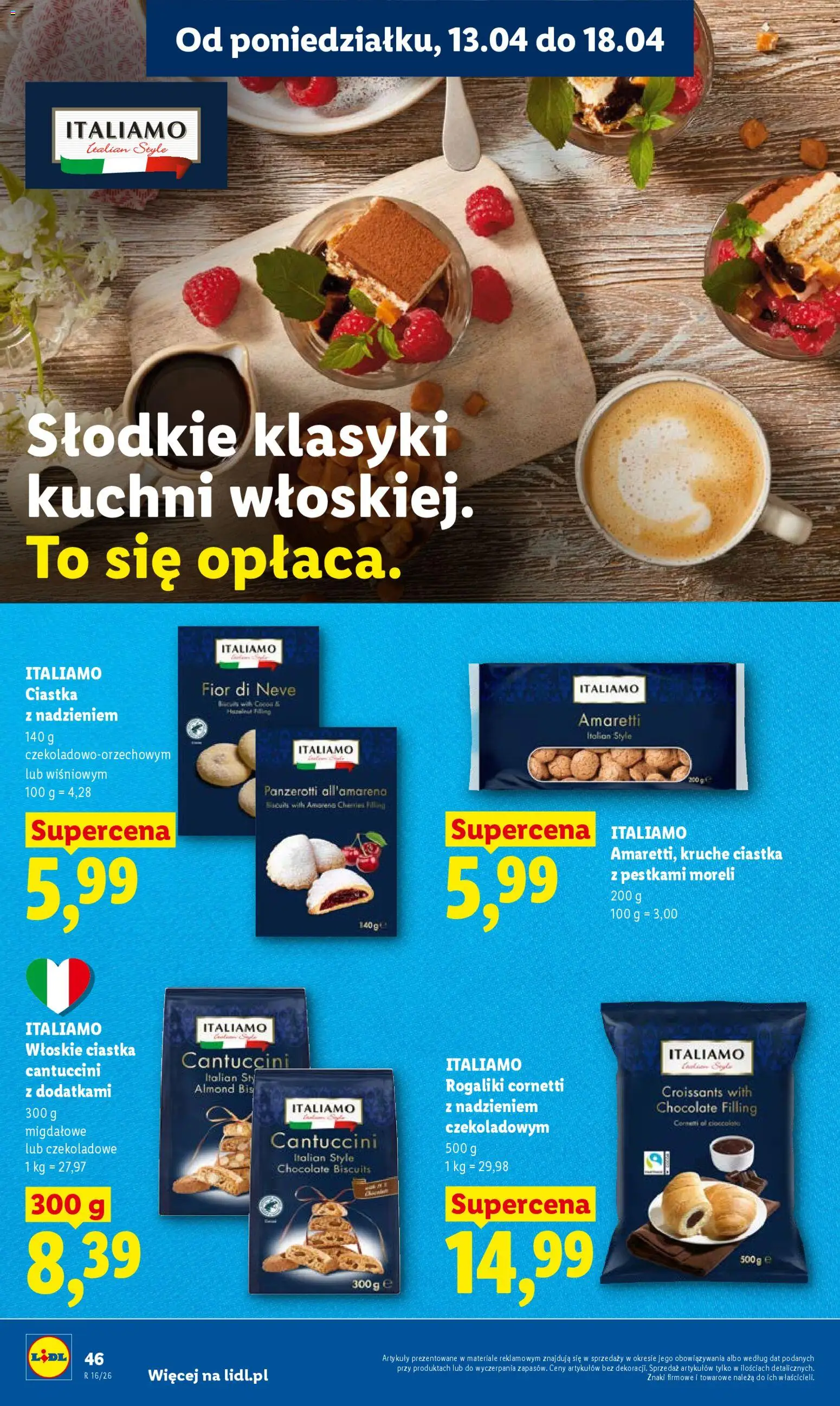 Lidl gazetka od 13.04.2026 | Strona: 46 | Produkty: Cantuccini, Ciastka
