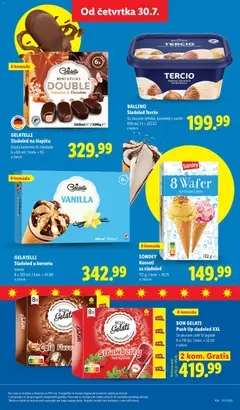 BALLINO Sladoled Tercio, Sa ukusom lešnika, karamele i vanile 900 ml; 1l = 222.22 - pregled Lidl kataloga - važi od 30.07.2026 | Strana: 49
