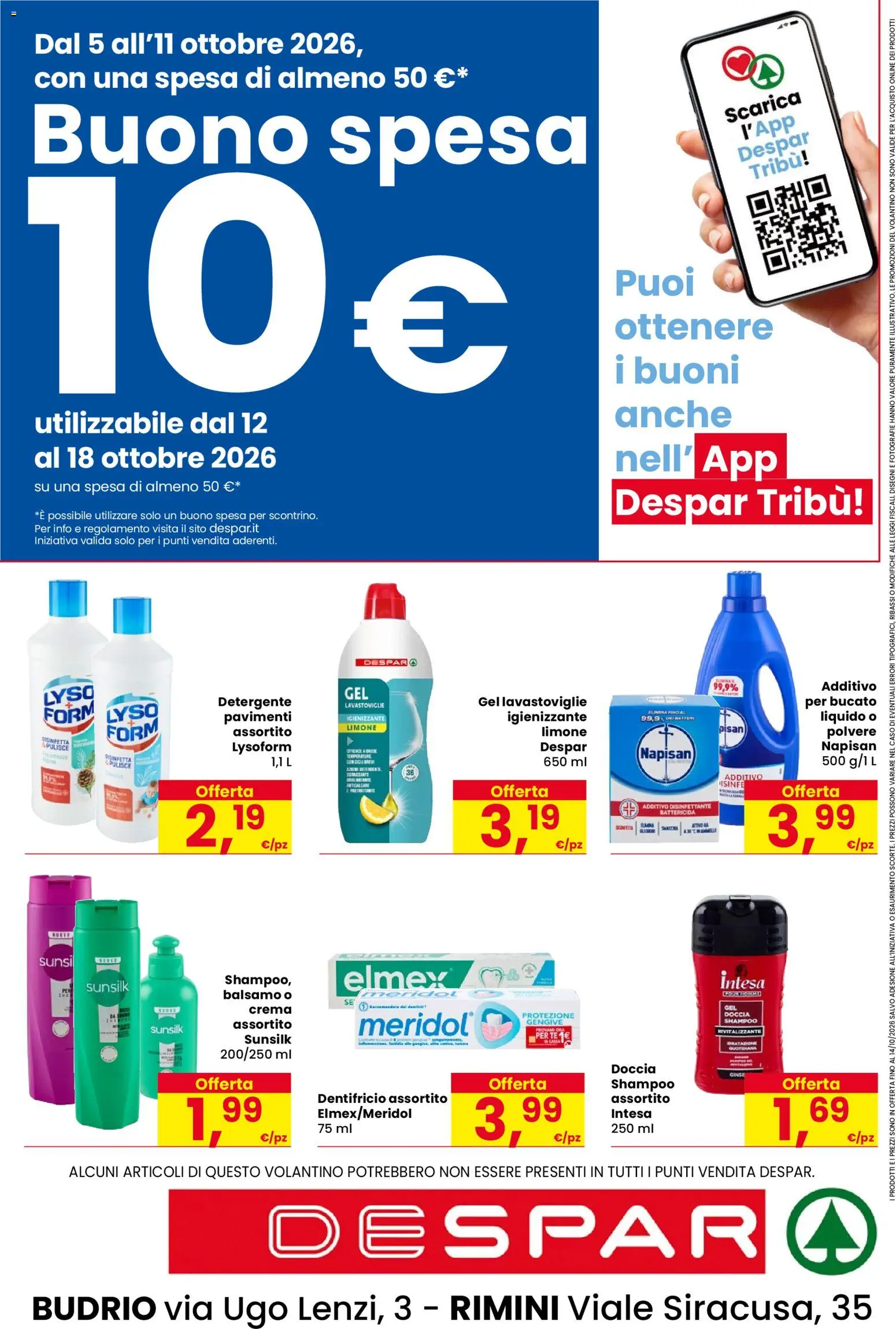Volantino Despar del 01/10/2026 | Pagina: 20 | Prodotti: Shampoo, Detergente, Limone, Doccia