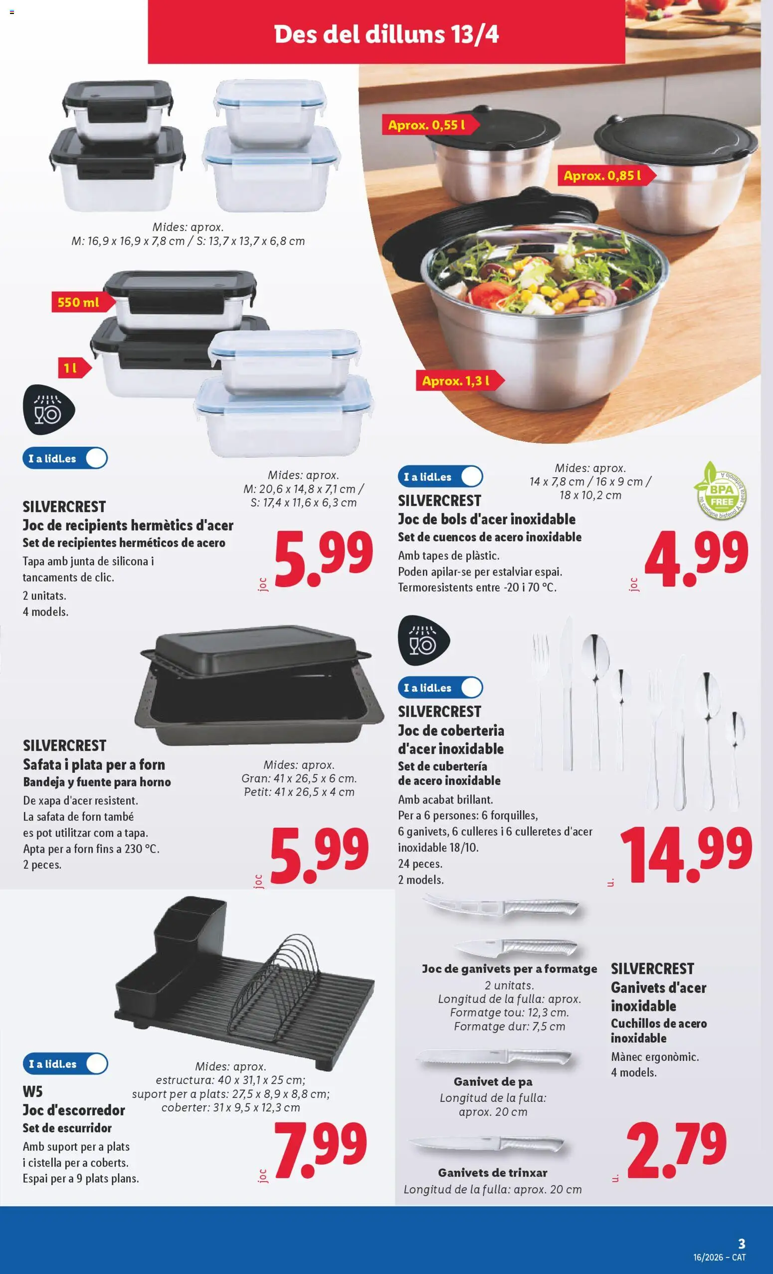 Lidl folleto de bazar │ válido desde el 13.04.2026 | Página: 7 | Productos: Horno, Bandeja, Cubertería