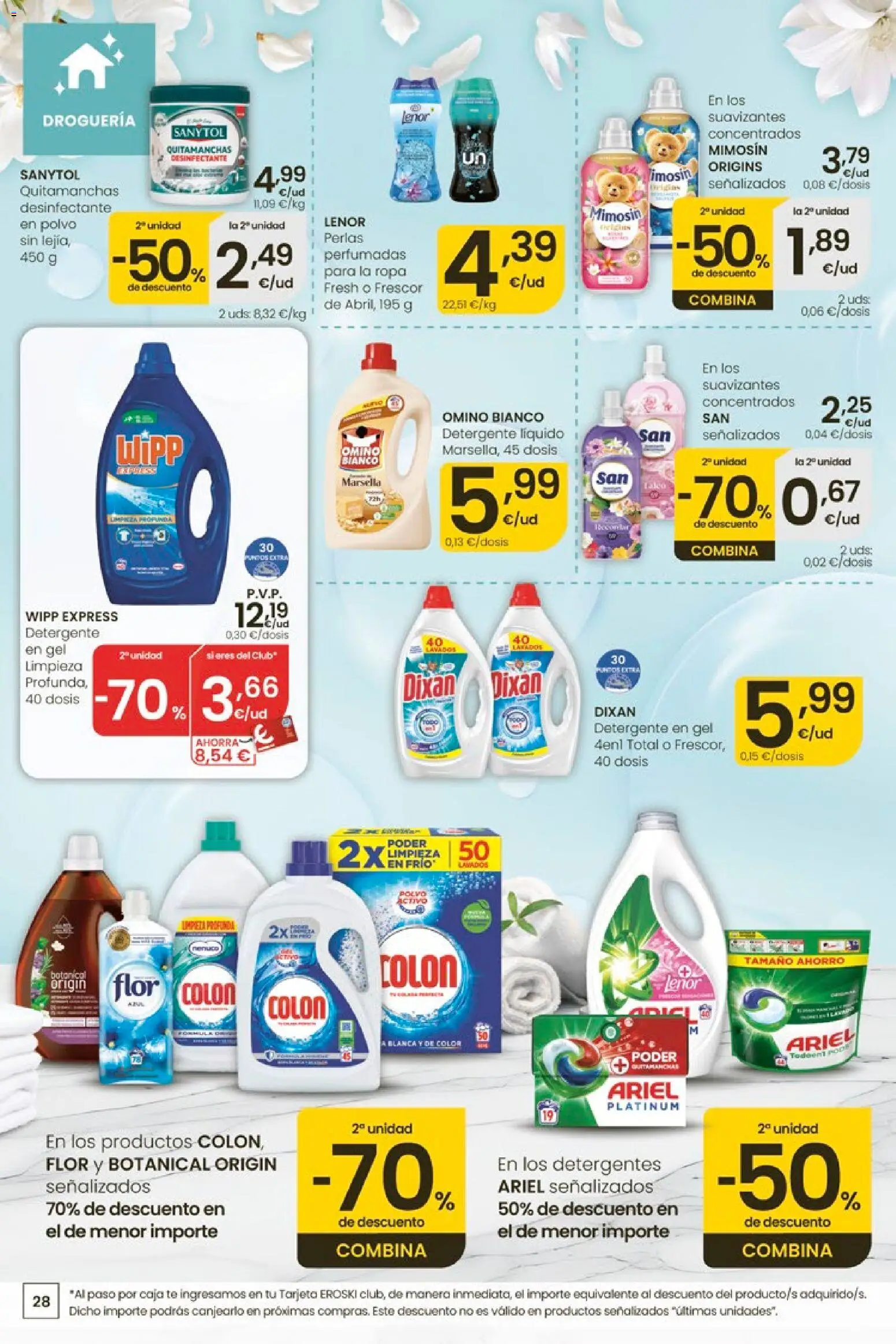Eroski Ofertones de verano │ válido desde el 11.06.2026 | Página: 28 | Productos: Polvo, Quitamanchas, Té, Ropa