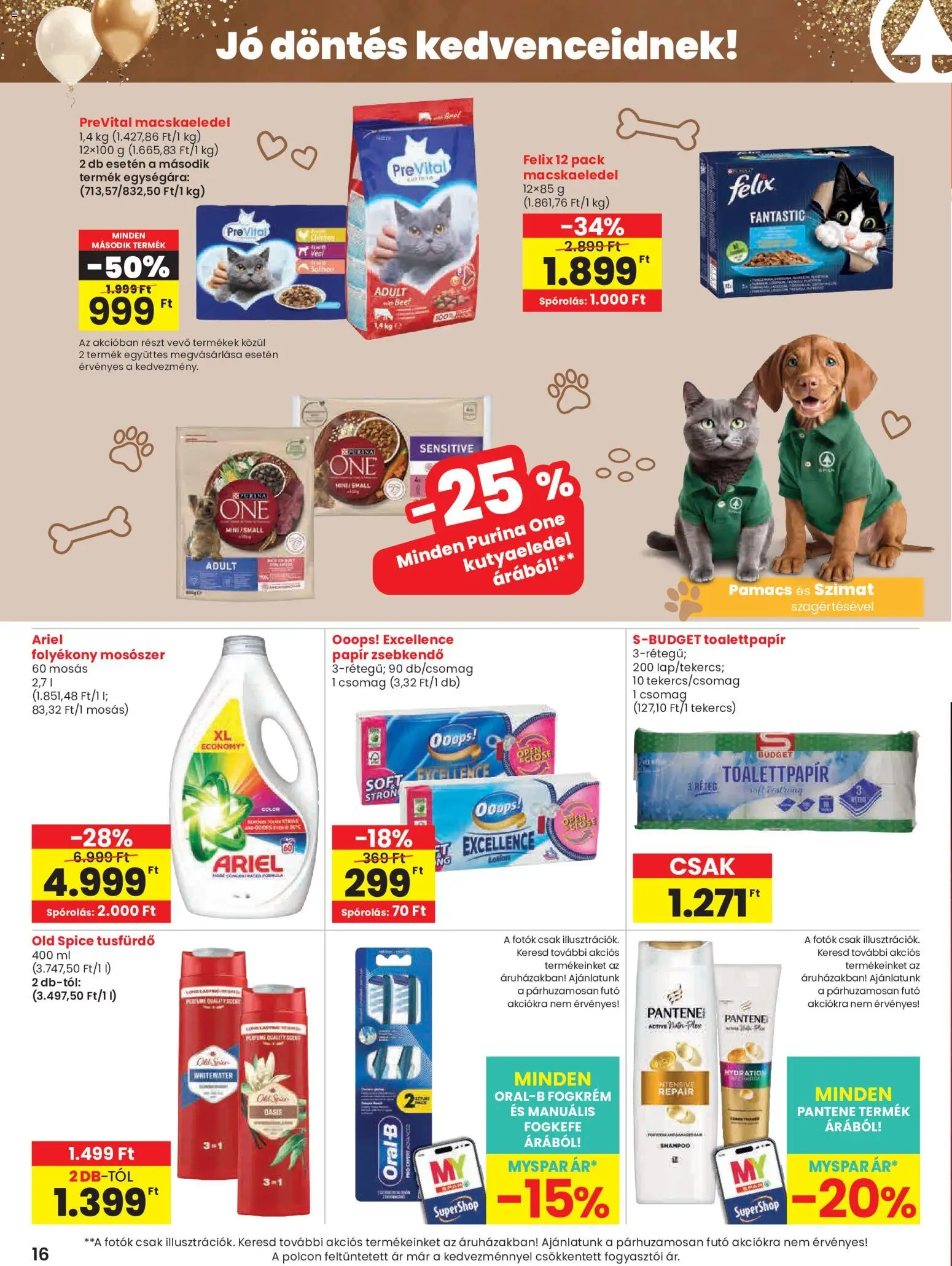 Spar akciós ujság - amely érvényes a következő dátumtól: 2026.07.30. | Oldal: 16 | Termékek: Old spice, Macskaeledel, Kutyaeledel, Fogkefe