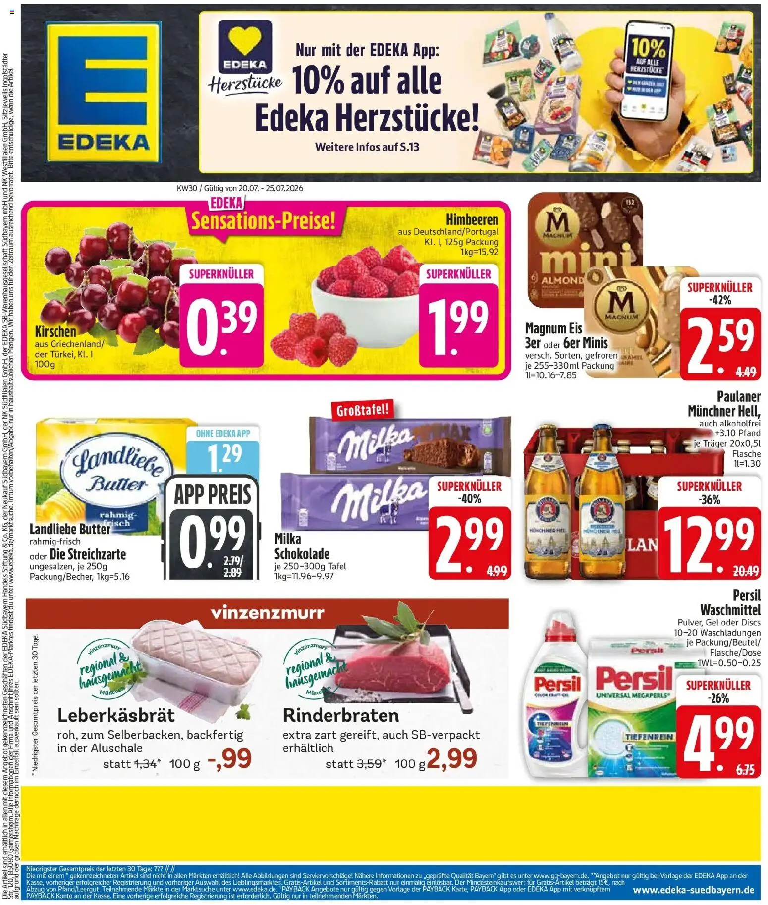 Edeka prospekt Holzkirchen – gültig ab 20.07.2026 | Seite: 3 | Produkte: Himbeeren, Butter, Schokolade, Paulaner
