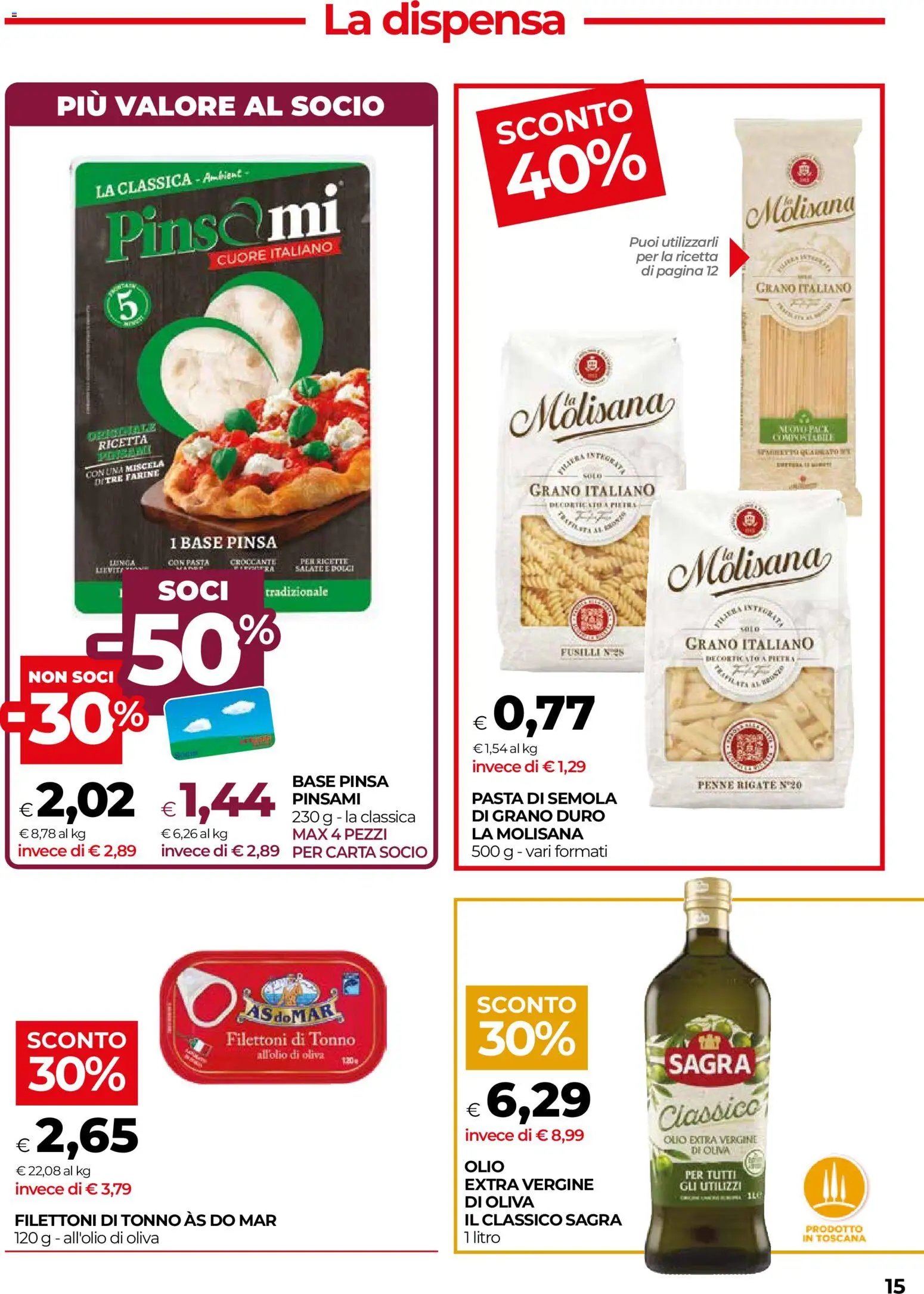 Volantino COOP del 06/08/2026 | Pagina: 15 | Prodotti: Olio, Tonno, Fusilli, Olio extra vergine