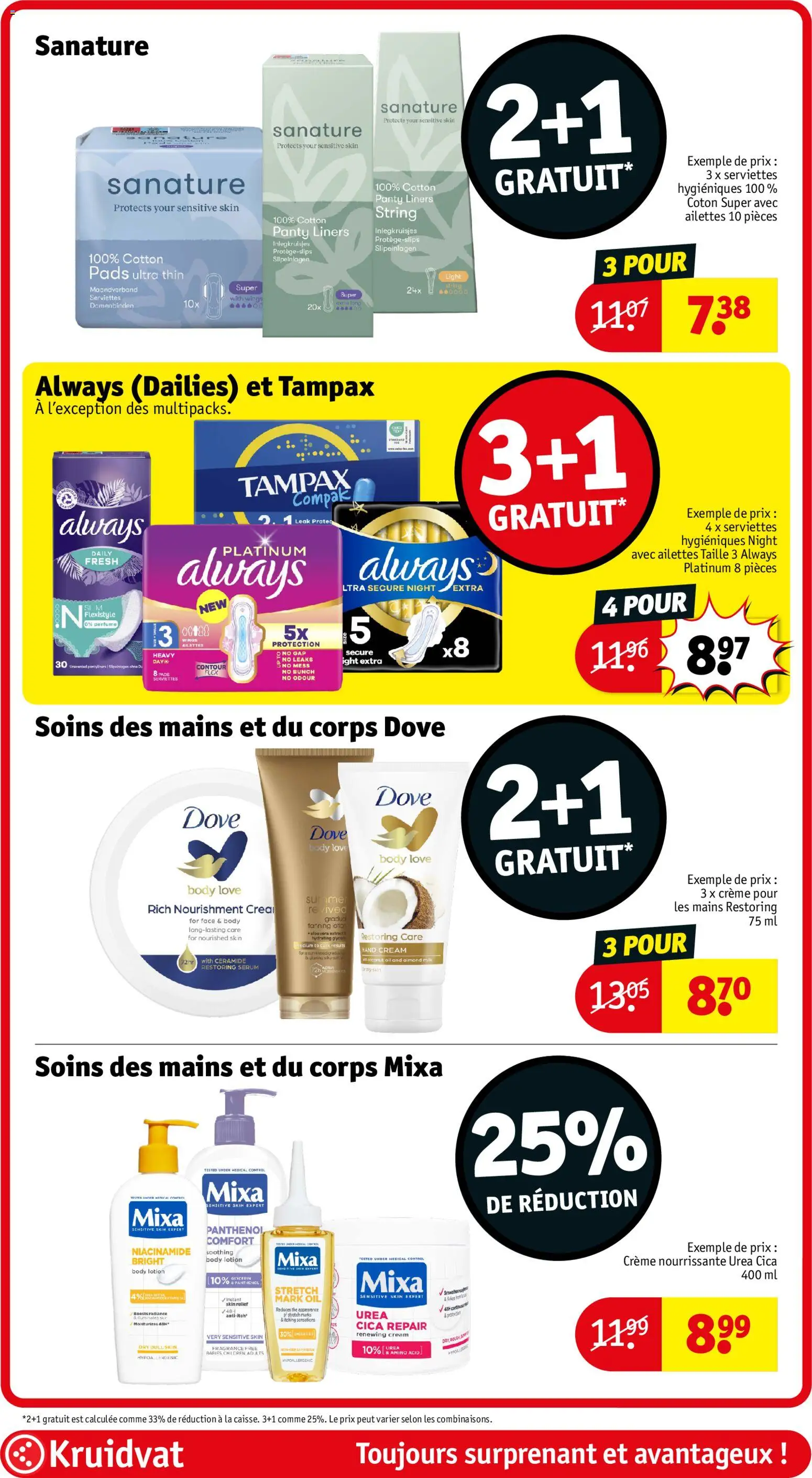 {H1} | Pagina: 28 | Producten: Inlegkruisjes, La, Maandverband, Crème