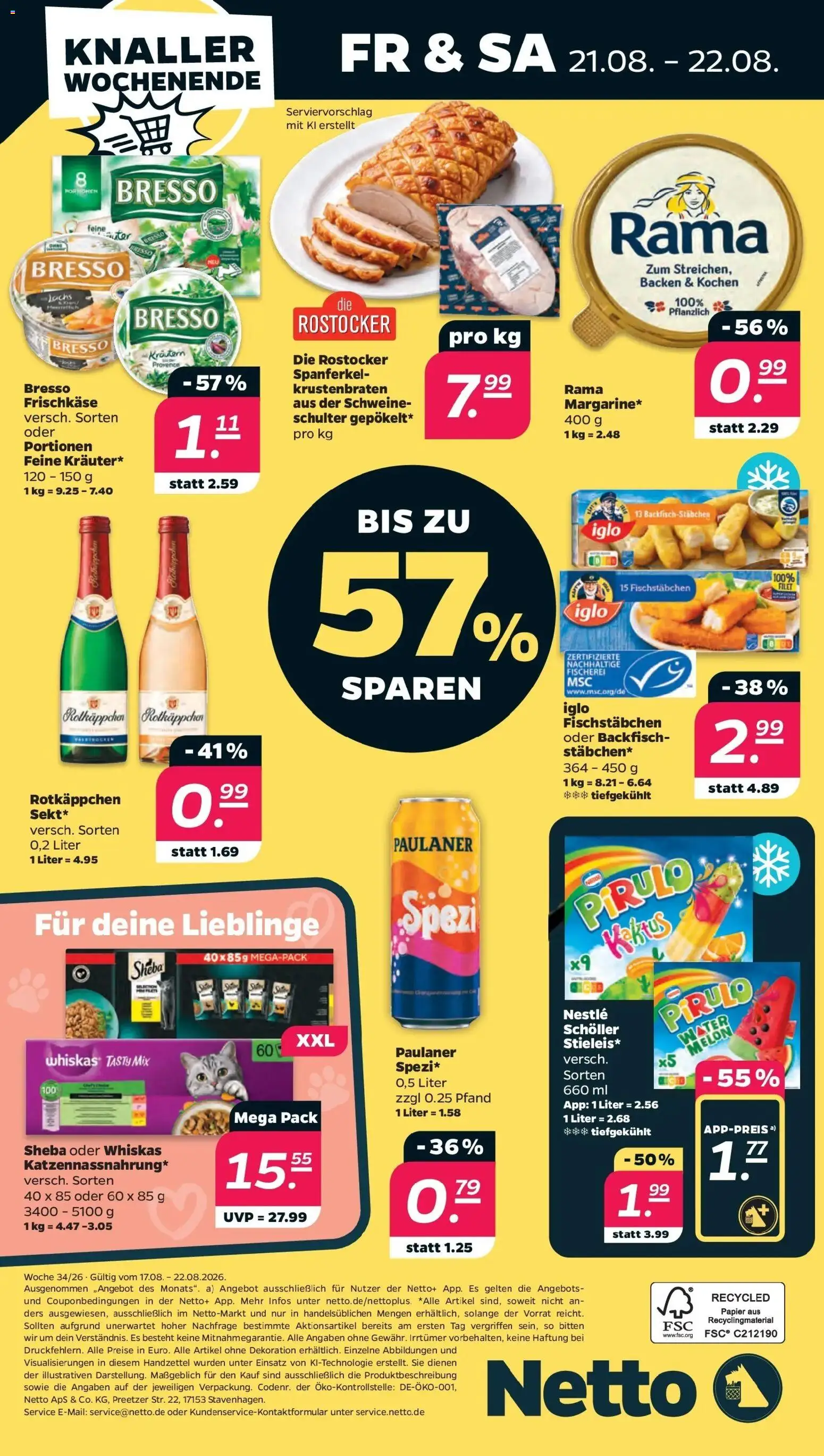 Netto - Netto APS : Wochenangebote ab 17.08.2026 → Angebote nächste Woche | Seite: 32 | Produkte: Rama, Bresso, Paulaner, Whiskas