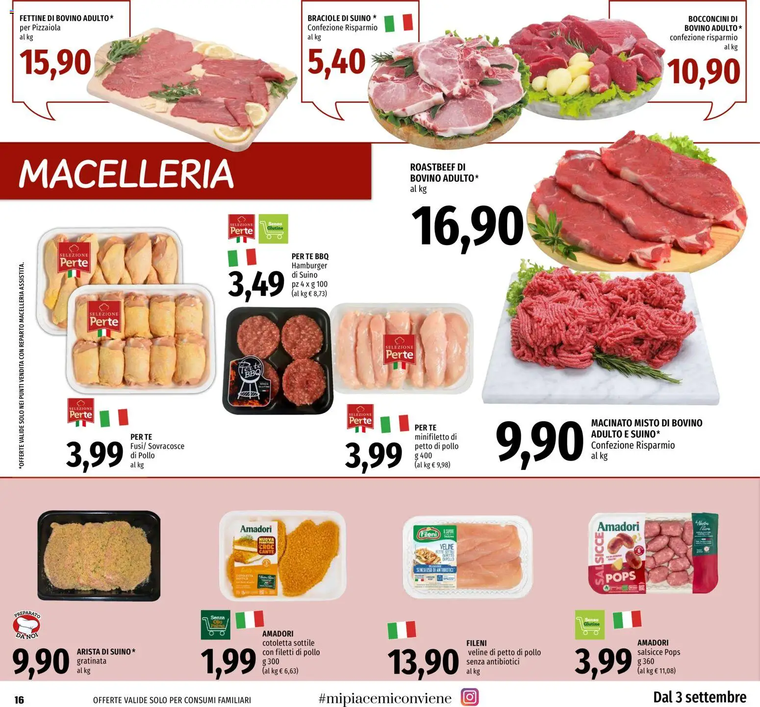 Volantino EMI del 03/09/2026 | Pagina: 16 | Prodotti: Pollo, Veline, Suino, Macinato