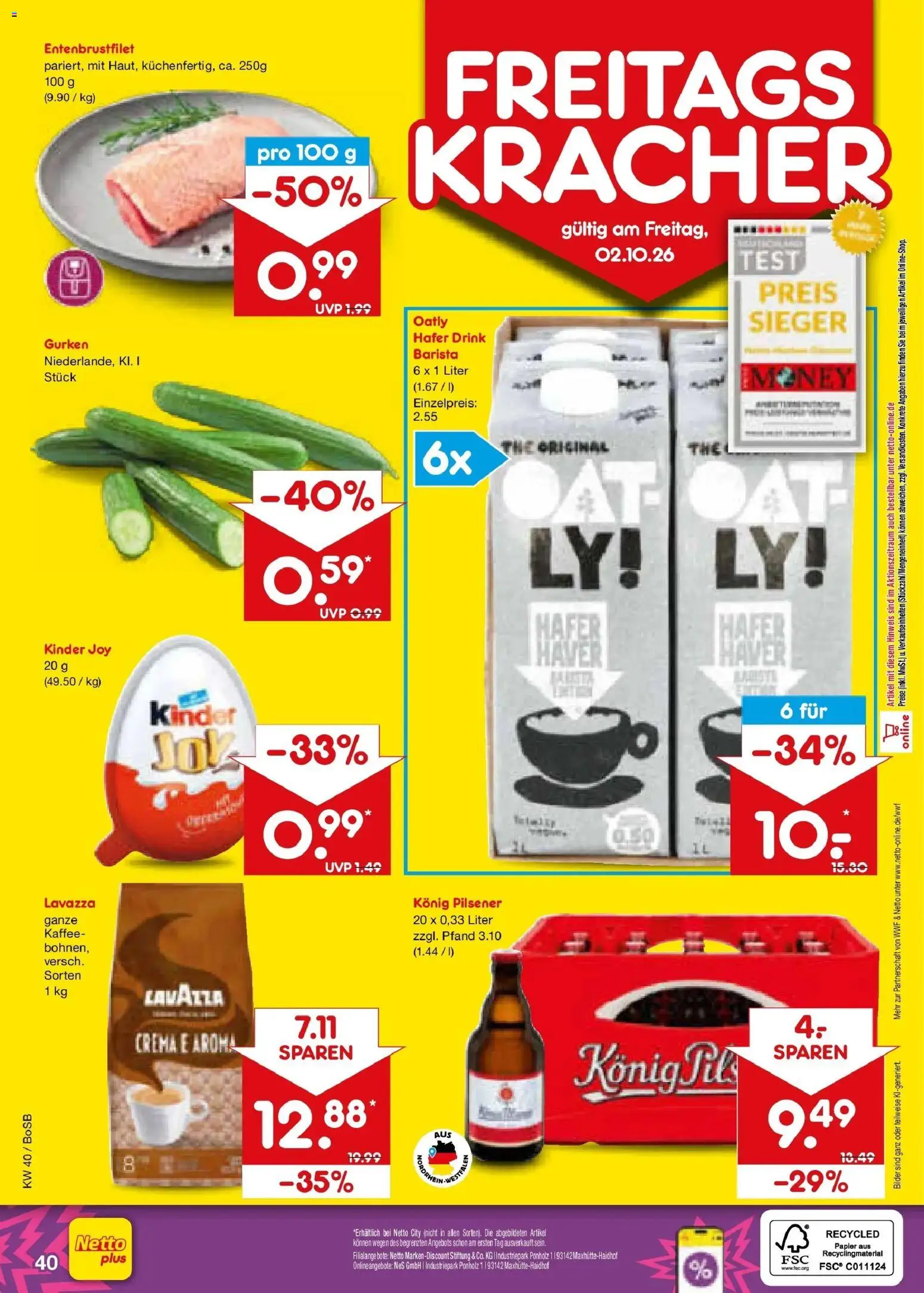 Netto Marken-Discount Prospekt Stadtlohn – gültig ab 28.09.2026 | Seite: 62 | Produkte: Konig pilsener, Kaffee, Oatly, Gurken