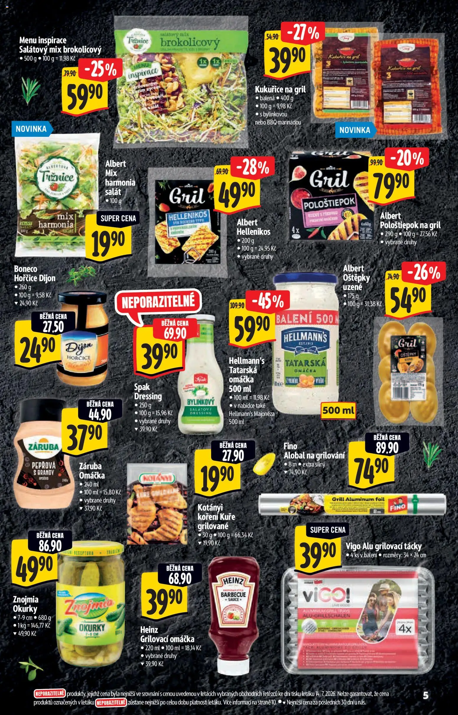 Albert katalog - Hypermarket - Gril od 22.07.2026 | Strana: 5 | Produkty: Ořechy, Hořčice, Pološtiepok na gril, Okurky Znojmia