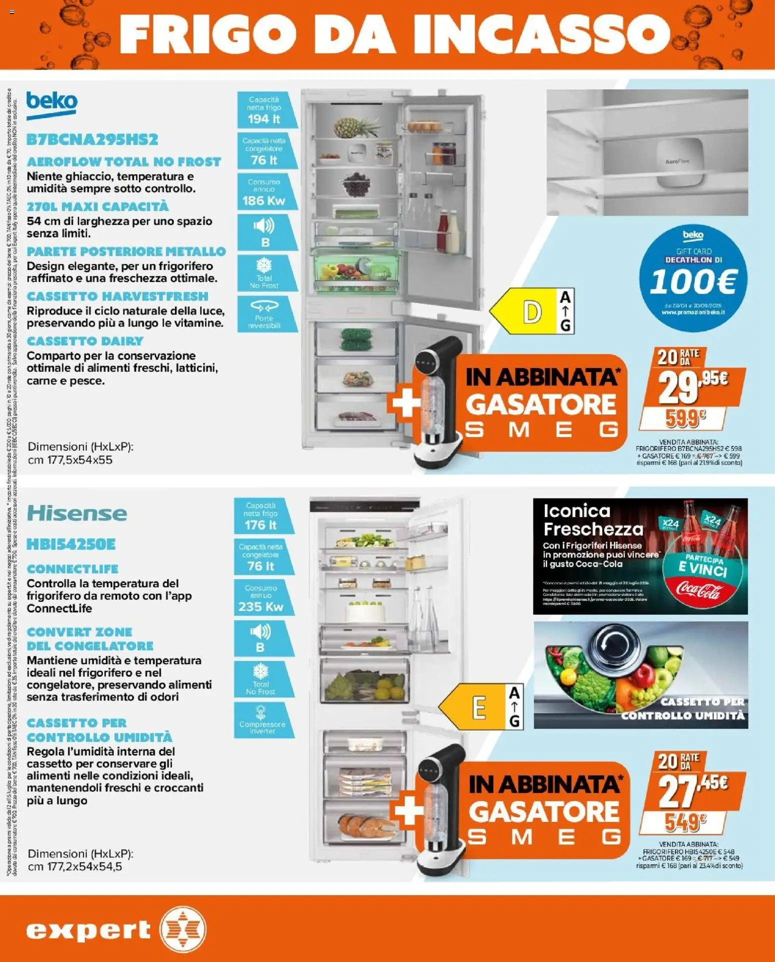 Volantino Expert del 02/07/2026 | Pagina: 10 | Prodotti: Gasatore, Frigorifero, Congelatore, Coca Cola