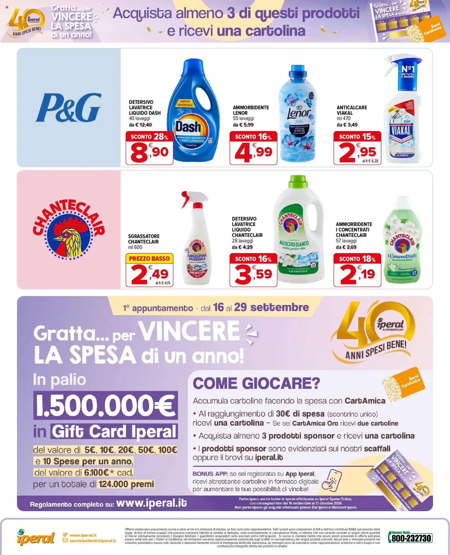 Volantino Iperal del 16/09/2026 | Pagina: 12 | Prodotti: Ammorbidente, Anticalcare, Sgrassatore, Basso