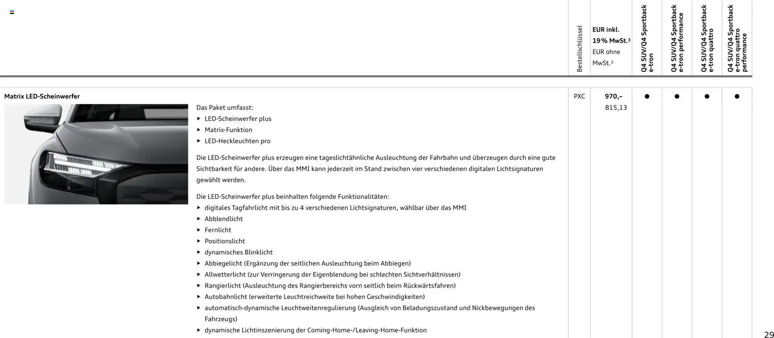 Audi Q4 e-tron / Q4 Sportback e-tron – gültig ab 03.09.2026 | Seite: 29