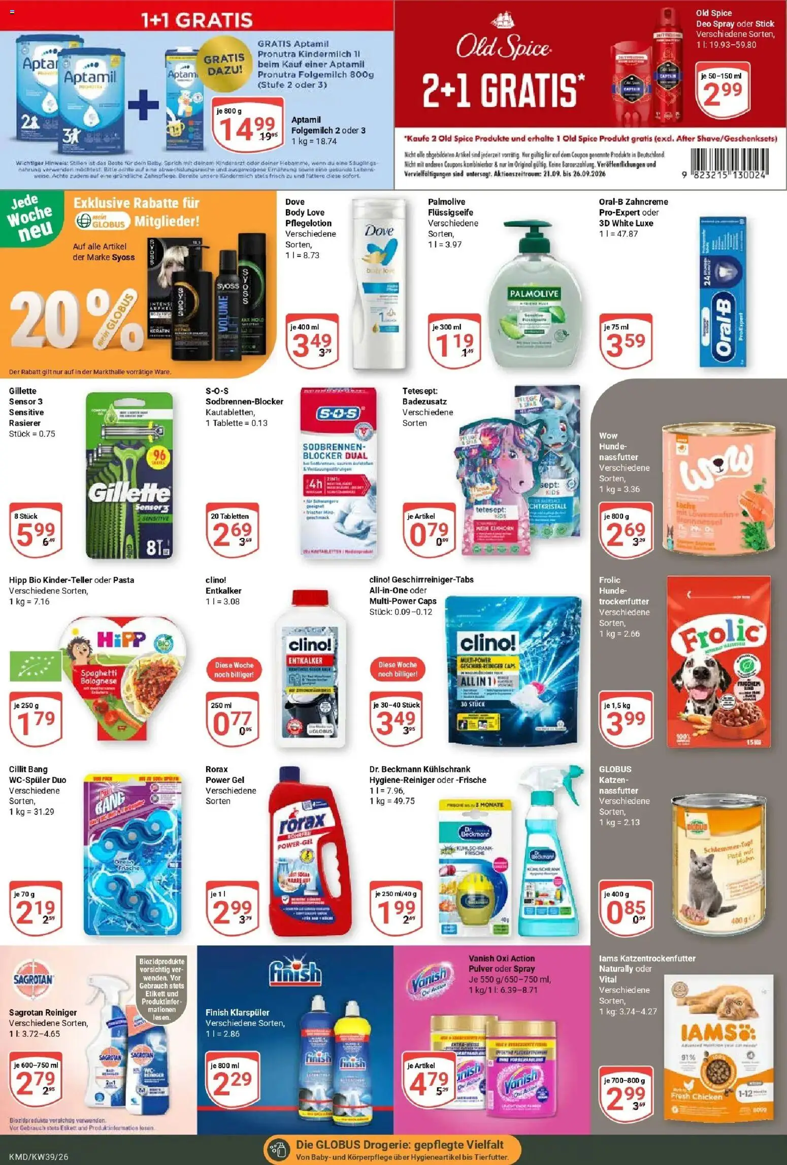 Globus Prospekt Köln (ab 21.09.2026) » Angebote online | Seite: 23 | Produkte: Spaghetti, Kühlschrank, Klarspüler, Pasta