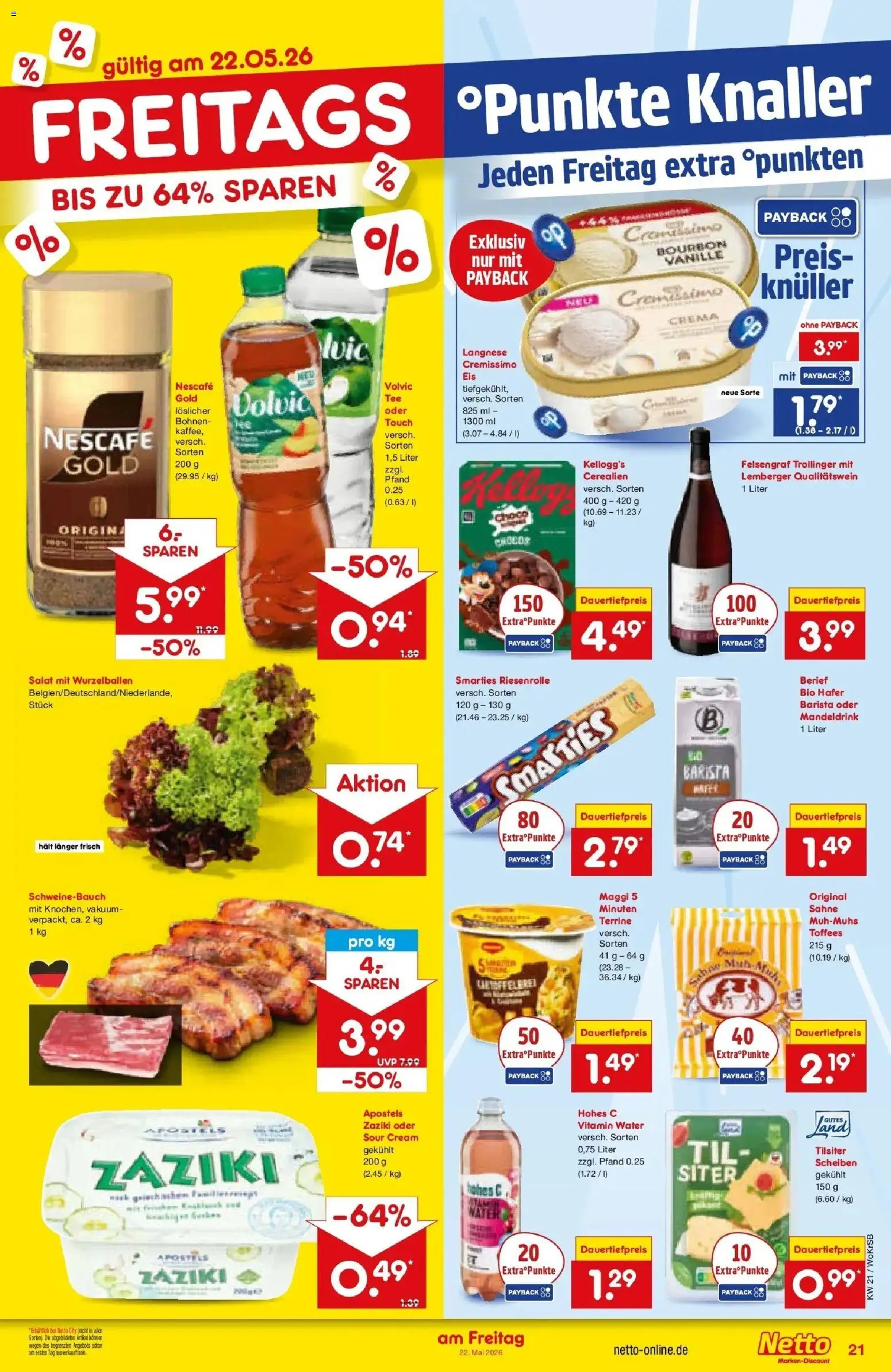 Netto Marken-Discount Prospekt Jüchen	 – gültig ab 17.05.2026 | Seite: 23 | Produkte: Langnese, Bourbon, Volvic, Salat