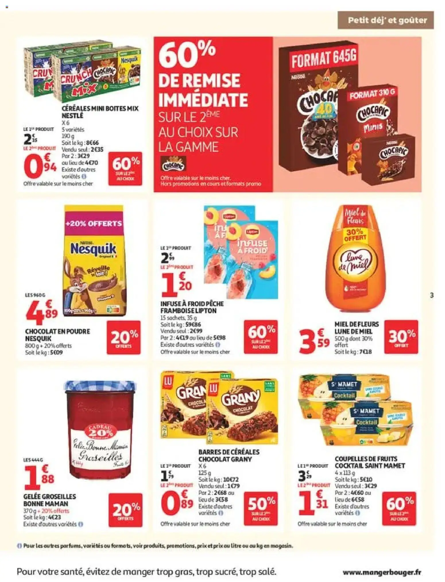 {H1} | Page: 3 | Produits: Chocapic, Chocolat en poudre, Chocolat, Gelée