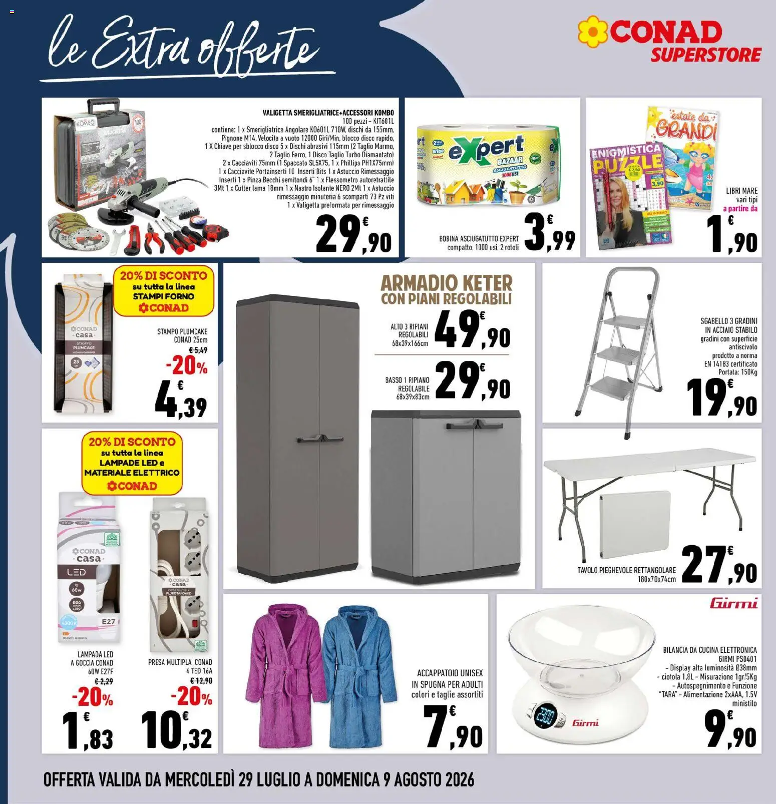 Volantino Conad del 29/07/2026 | Pagina: 28 | Prodotti: Spugna, Disco, Smerigliatrice, Valigetta