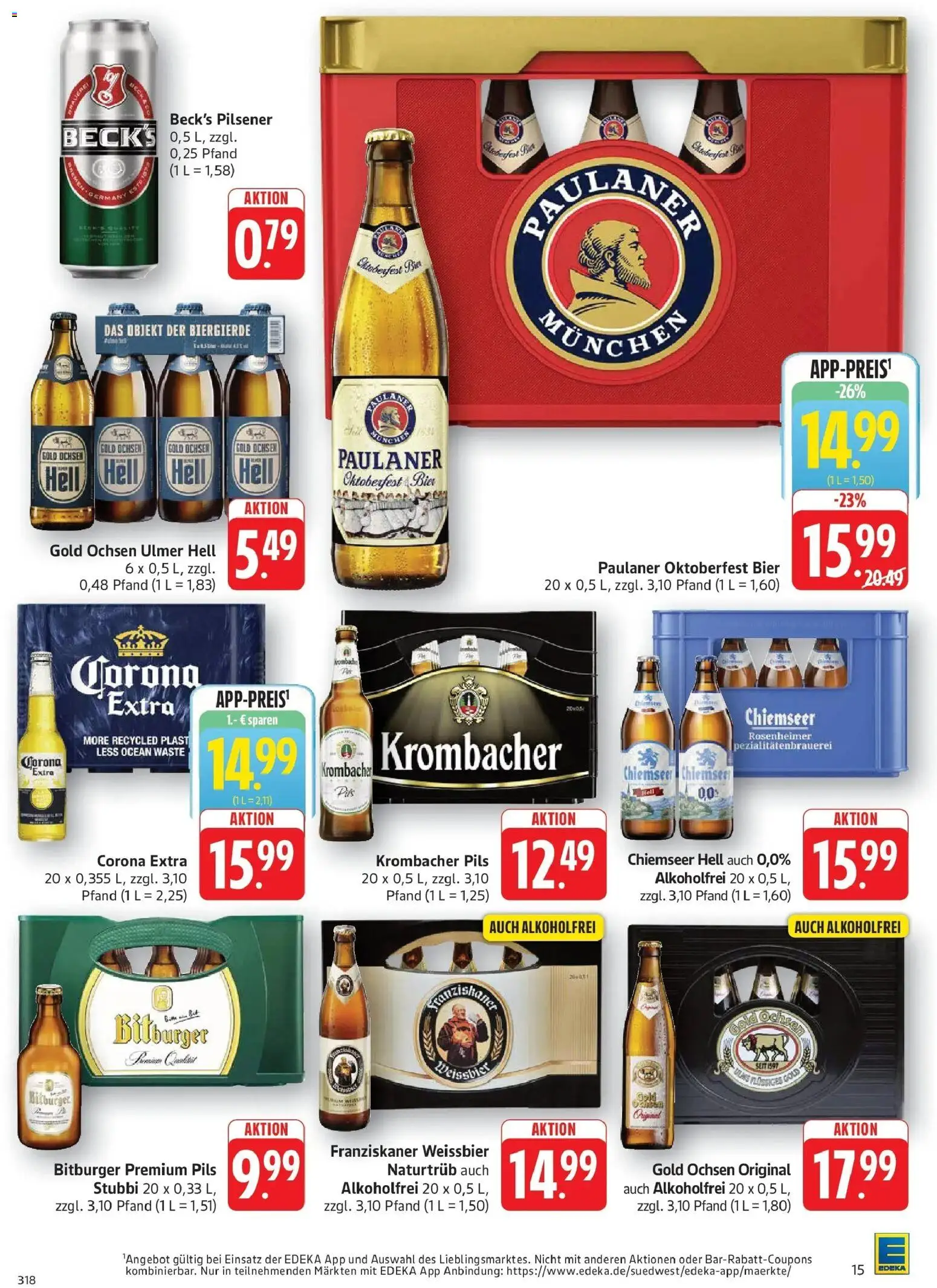Edeka Prospekt Göppingen (ab 14.09.2026) » Angebote Online | Seite: 15 | Produkte: Bitburger, Weißbier, Krombacher, Paulaner