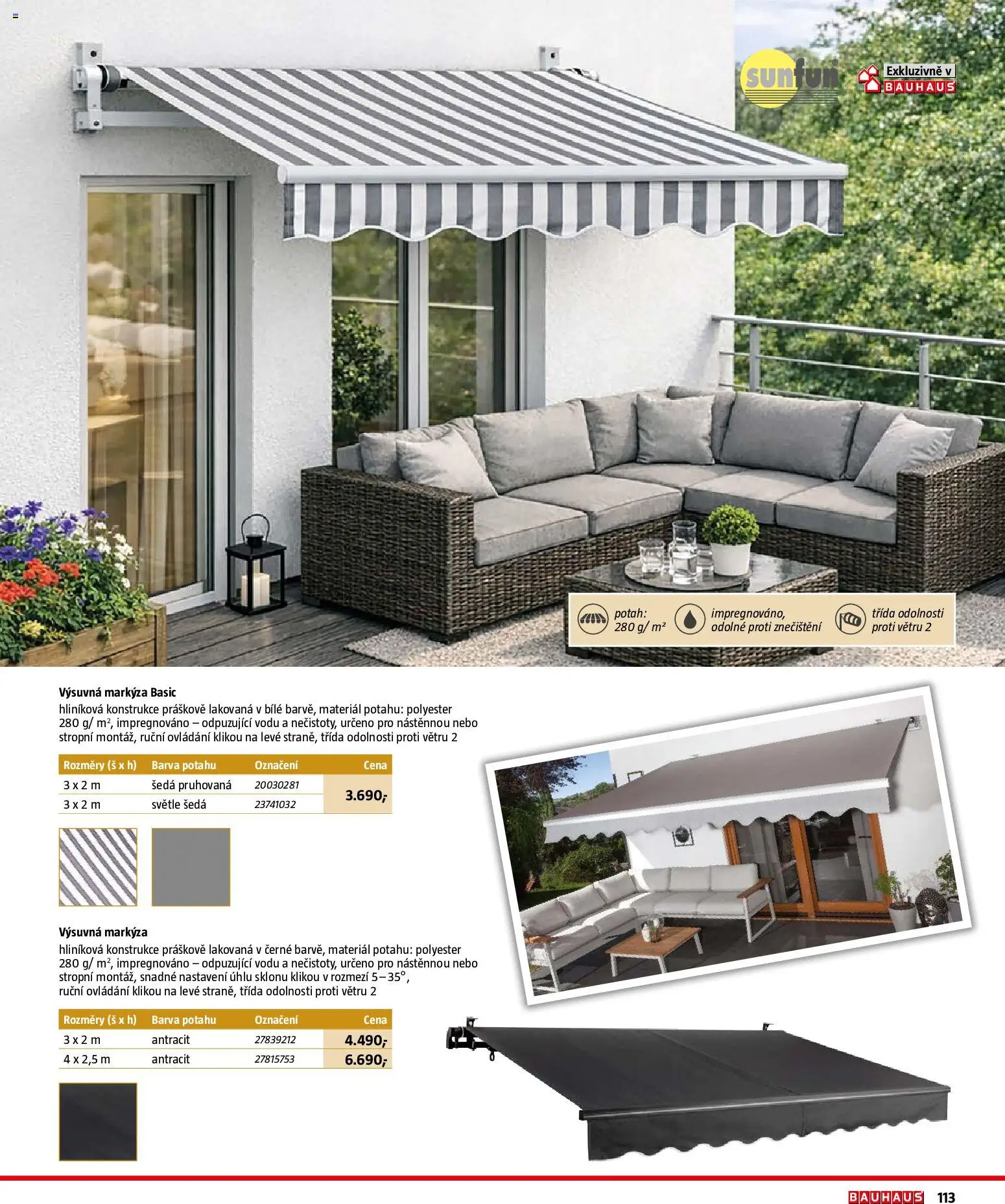 Bauhaus katalog Záhradní nábytek od 08.04.2026 | Strana: 113 | Produkty: Markýza