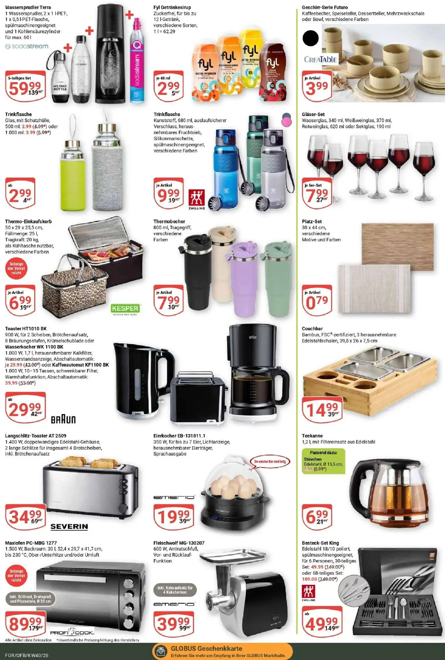 Globus Prospekt Forchheim (ab 28.09.2026) » Angebote online | Seite: 24 | Produkte: Wasserkocher, Cola, Eier, Sodastream