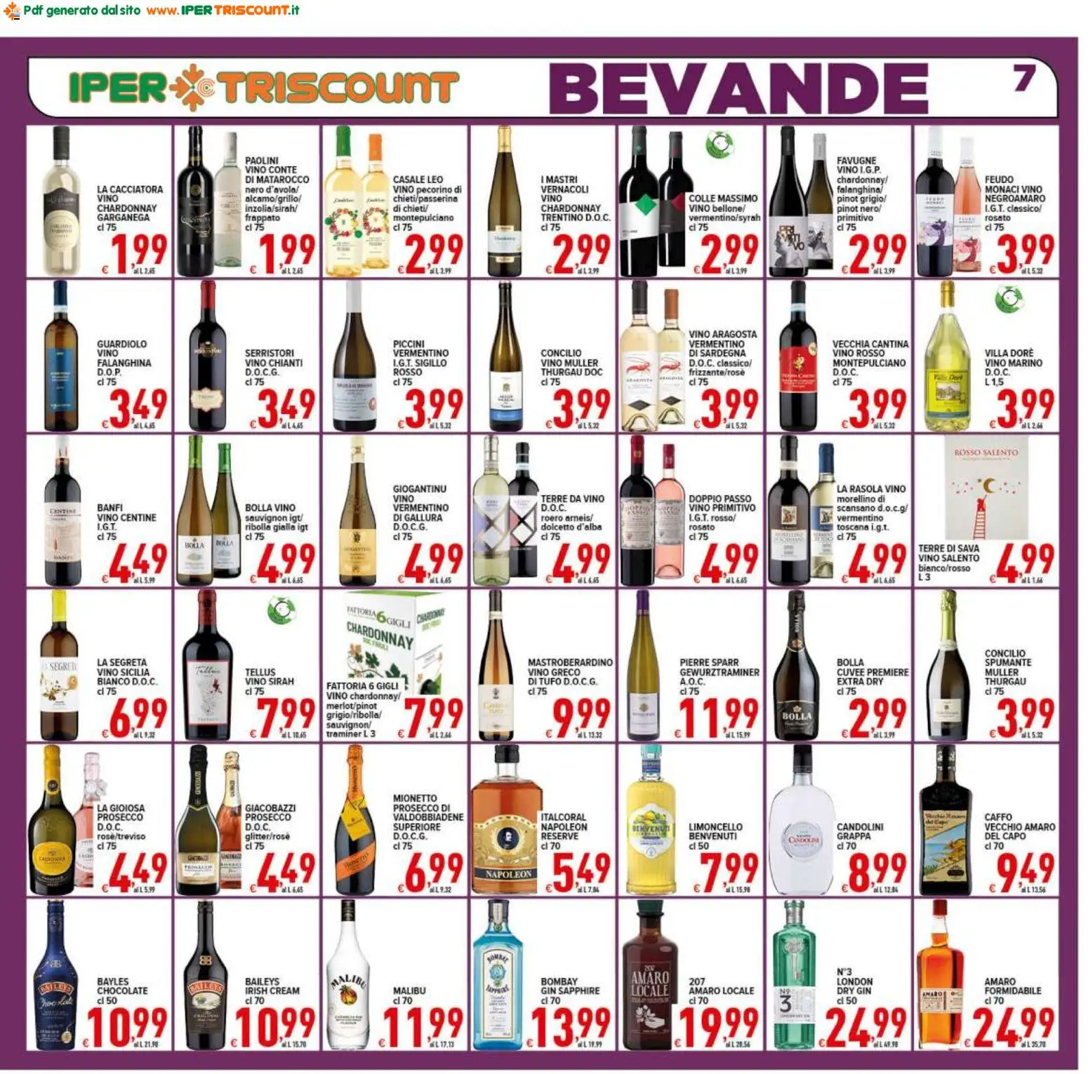 Volantino Ipertriscount del 22/07/2026 | Pagina: 7 | Prodotti: Gin, Prosecco, Vino, Amaro