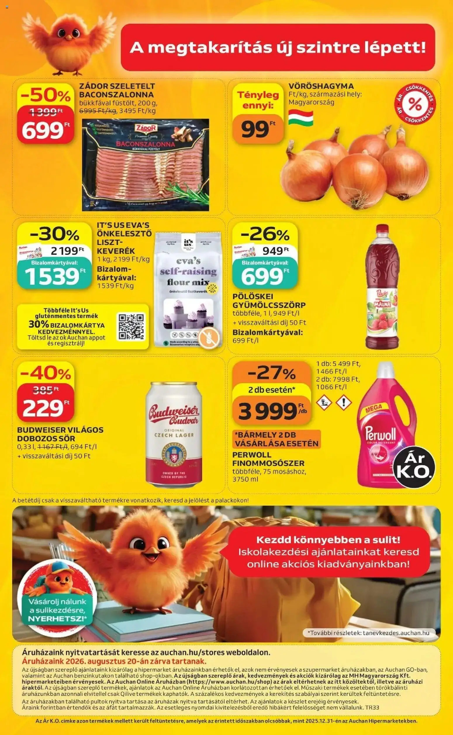 Auchan akciós újság Szolnok - 2026.08.13. -tól/töl > akció, lapozható szórólap 🛍️ | Oldal: 46 | Termékek: Málna, Vöröshagyma, Bacon, Gluténmentes