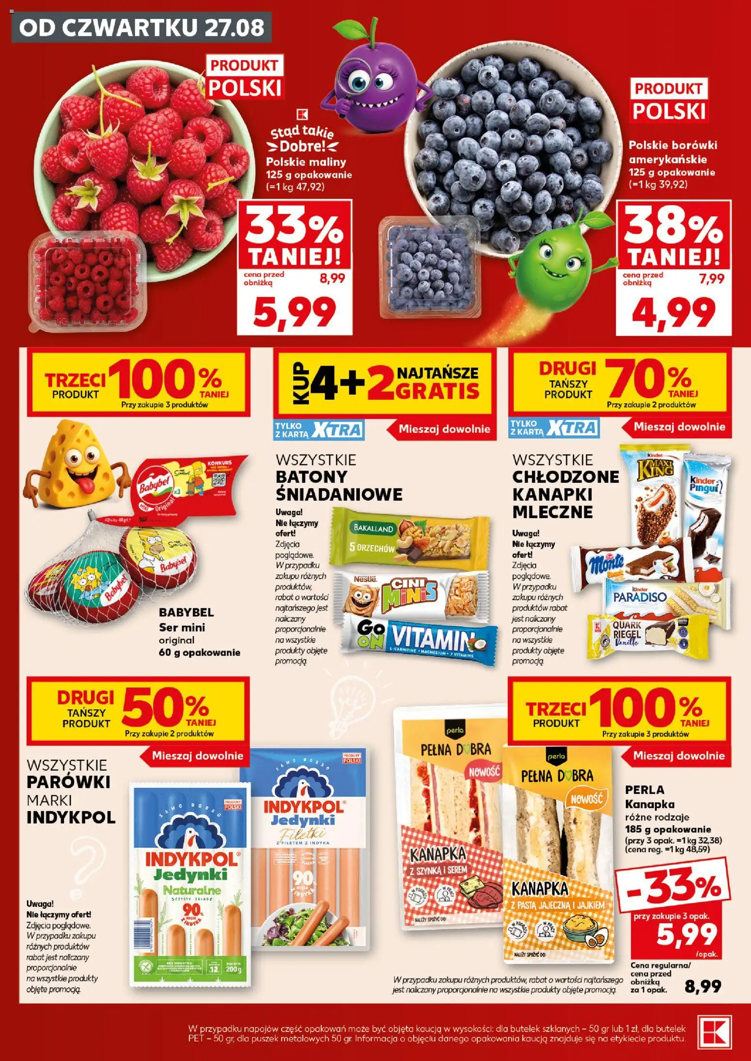 Kaufland Polsko leták od 27.08.2026 | Strana: 2 | Produkty: Babybel, Maliny, Perla, Kinder