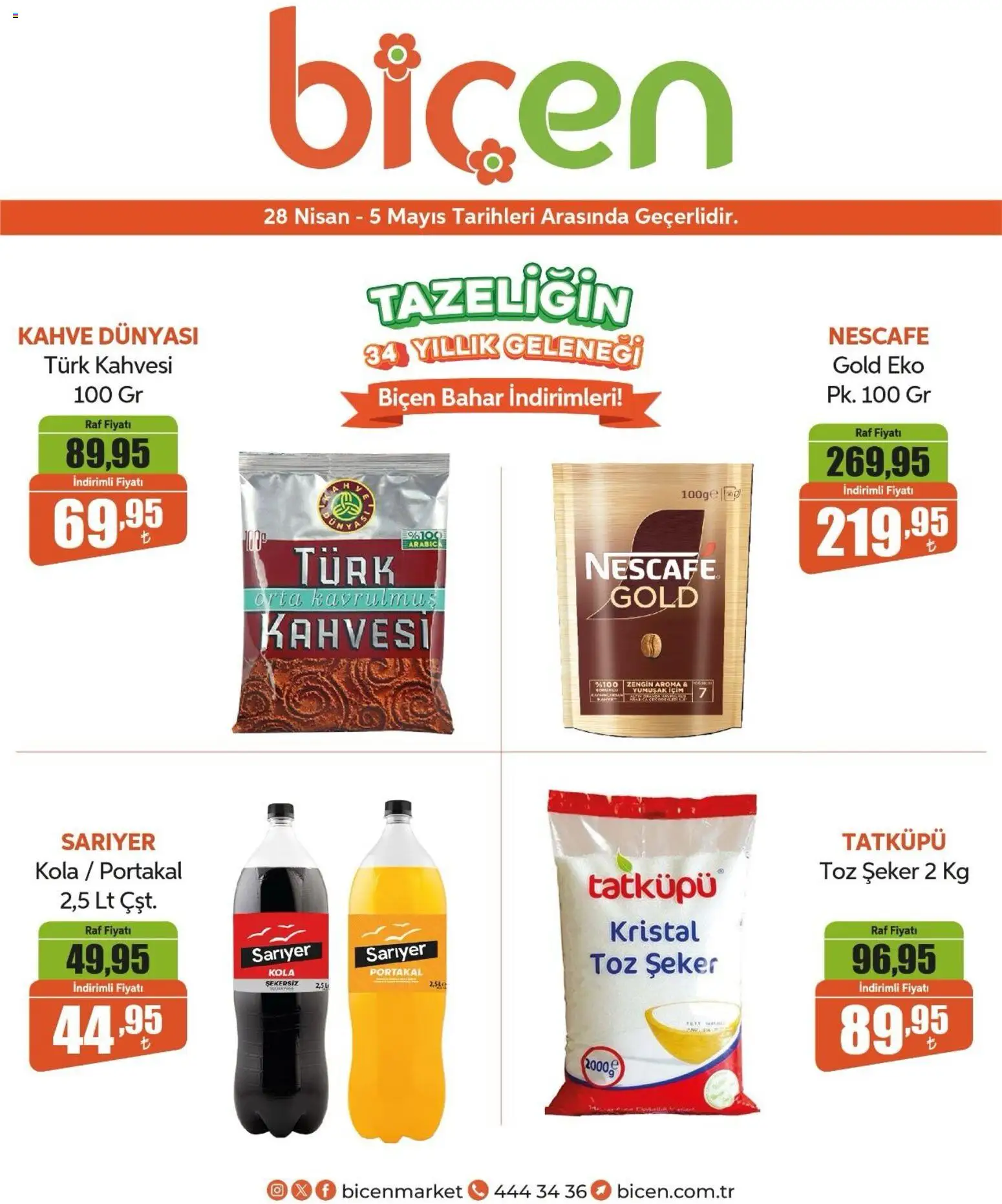 Biçen Market Katalog - 28.04.2026 tarihinden itibaren geçerlidir | Sayfa: 3 | Ürünler: Raf, Kahve, Portakal, Toz şeker