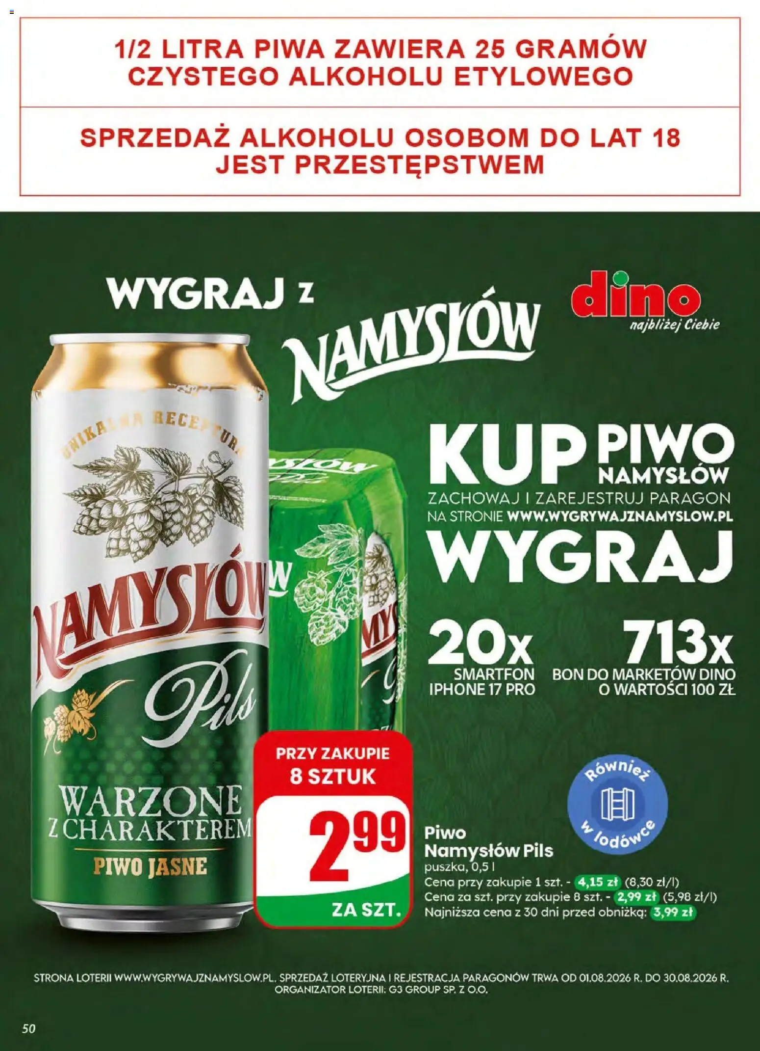 Dino gazetka od 05.08.2026 | Strona: 50 | Produkty: Smartfon, Piwo, Piwo Namysłów