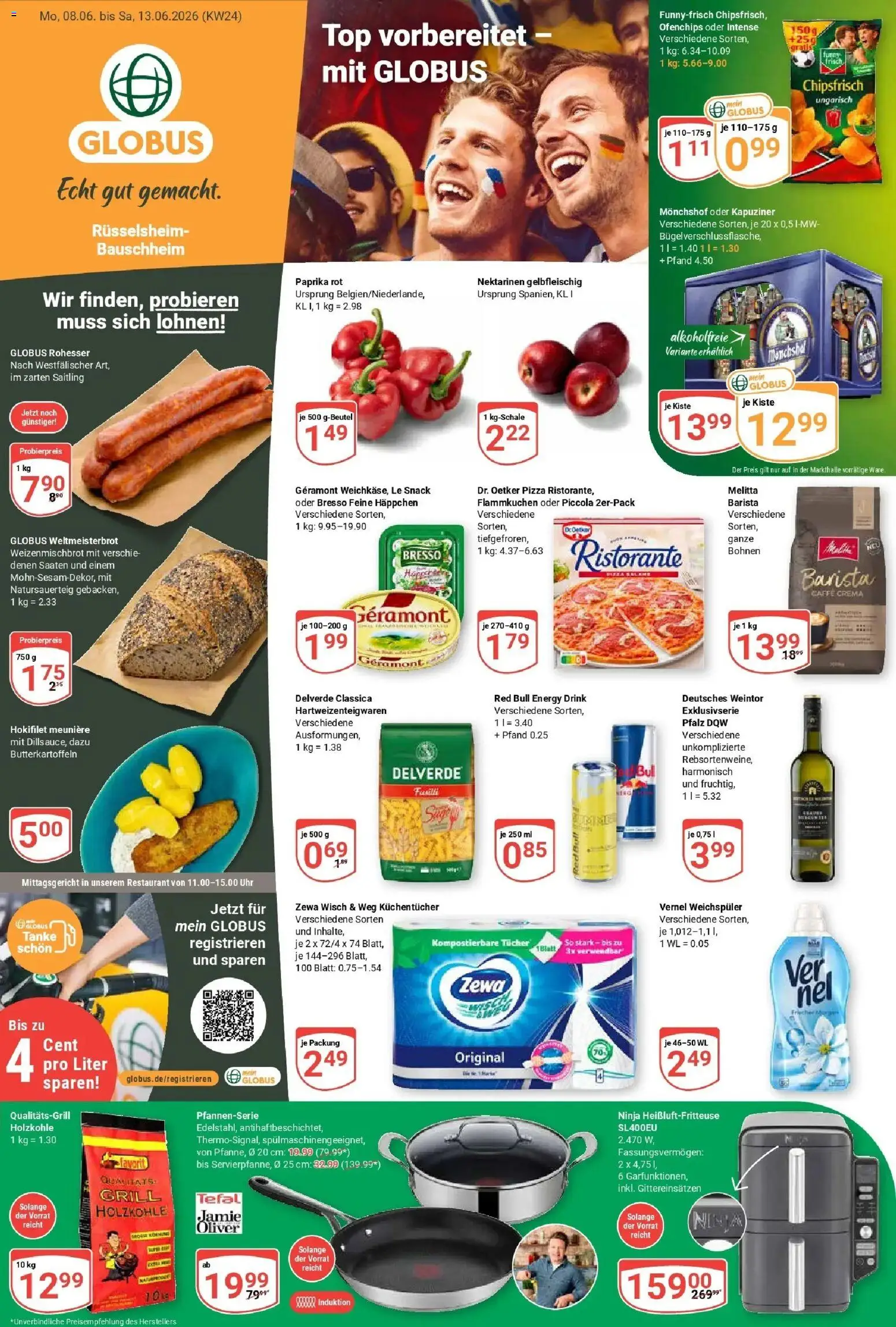 Globus Prospekt Rüsselsheim – gültig ab 08.06.2026 | Seite: 3 | Produkte: Paprika rot, Paprika, Pizza, Heißluftfritteuse