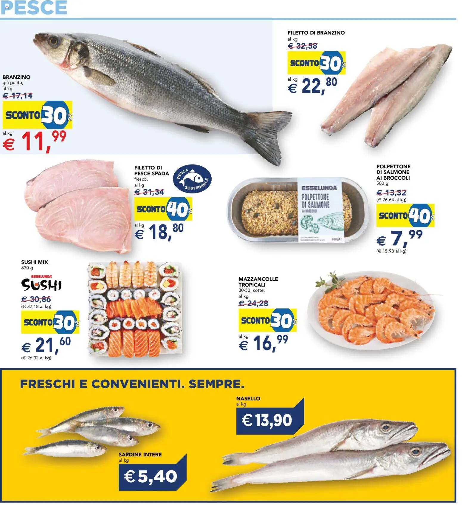 Volantino Esselunga S del 12.03.2026 | Pagina: 16 | Prodotti: Salmone, Pesce, Pesca, Nasello