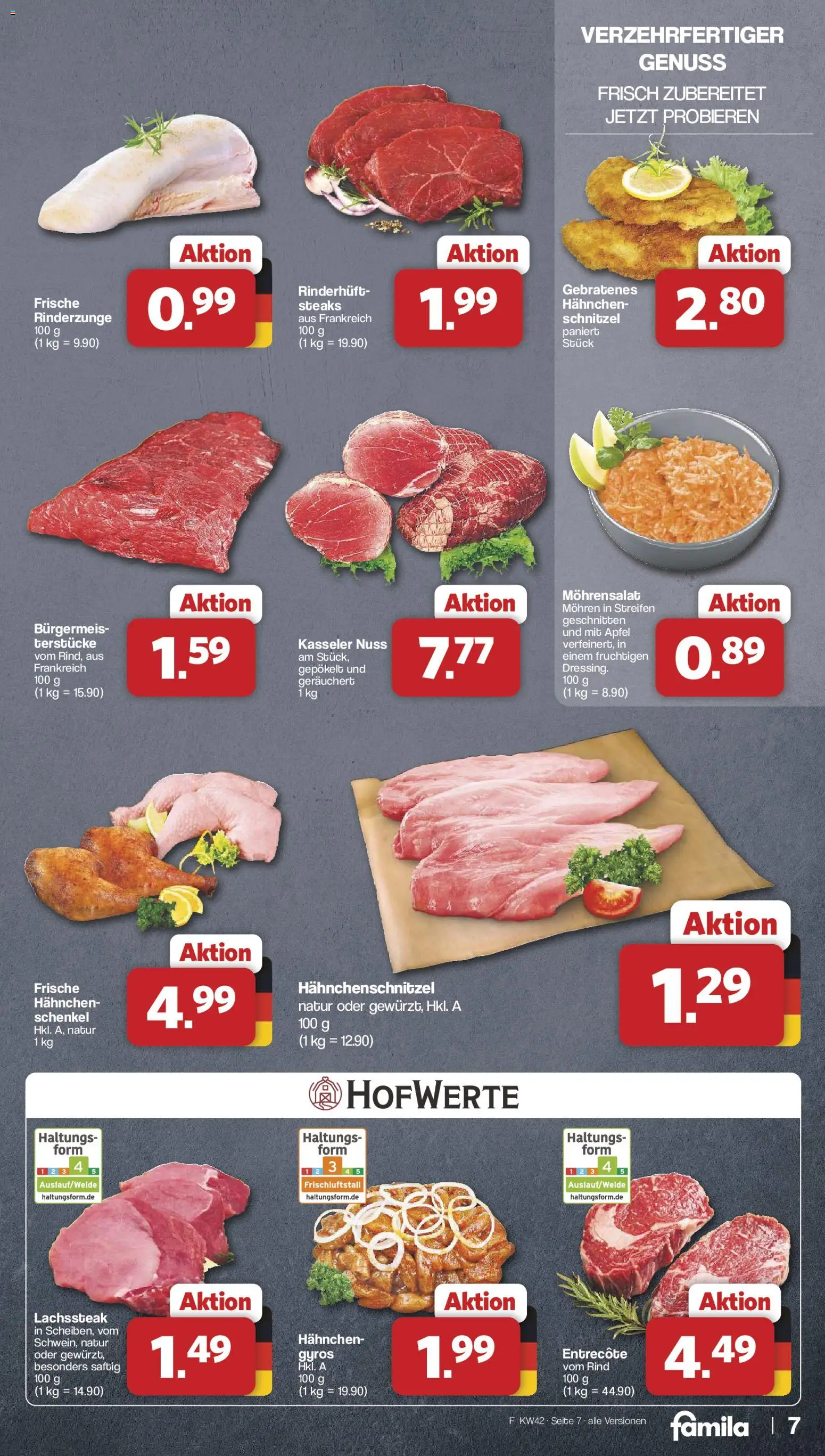 Famila Nordwest Prospekt – gültig ab 12.10.2026 | Seite: 7 | Produkte: Hahnchen, Äpfel, Entrecote, Schnitzel