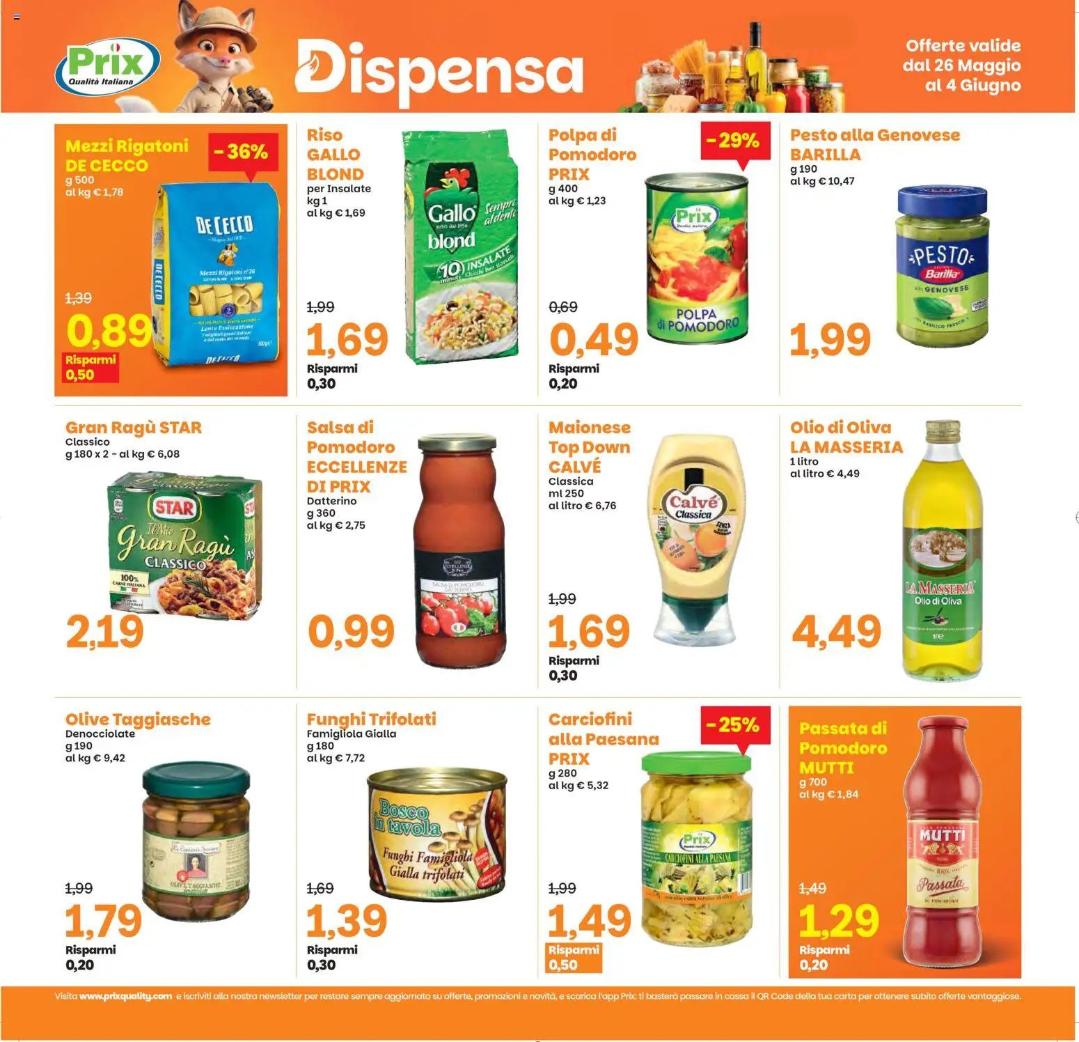 Volantino Prix del 26.05.2026 | Pagina: 10 | Prodotti: Pomodoro, Olio, Ragú, Mutti