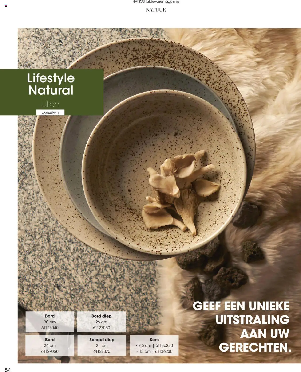 {H1} | Pagina: 54 | Producten: Bord, Schaal