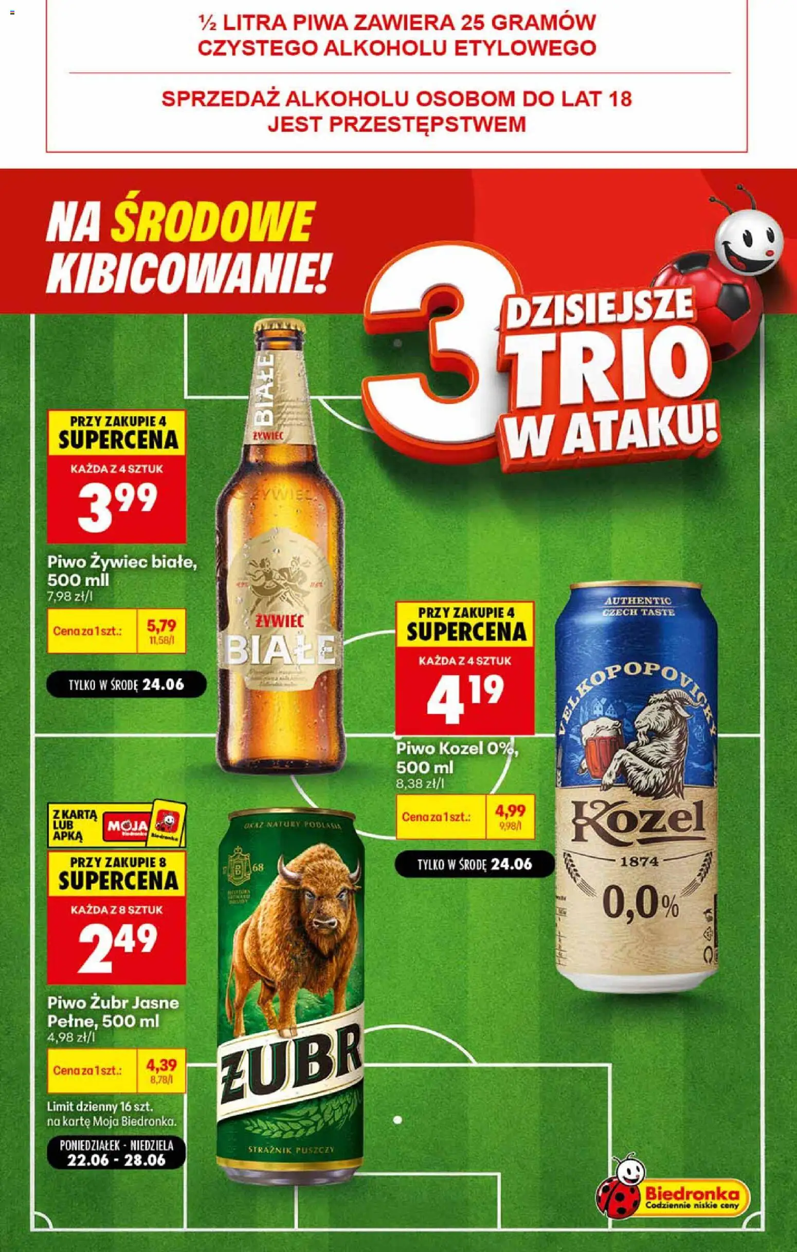 Biedronka gazetka - Football od 24.06.2026 | Strona: 2 | Produkty: Piwo żubr, Karta, Piwo, Piwo kozel