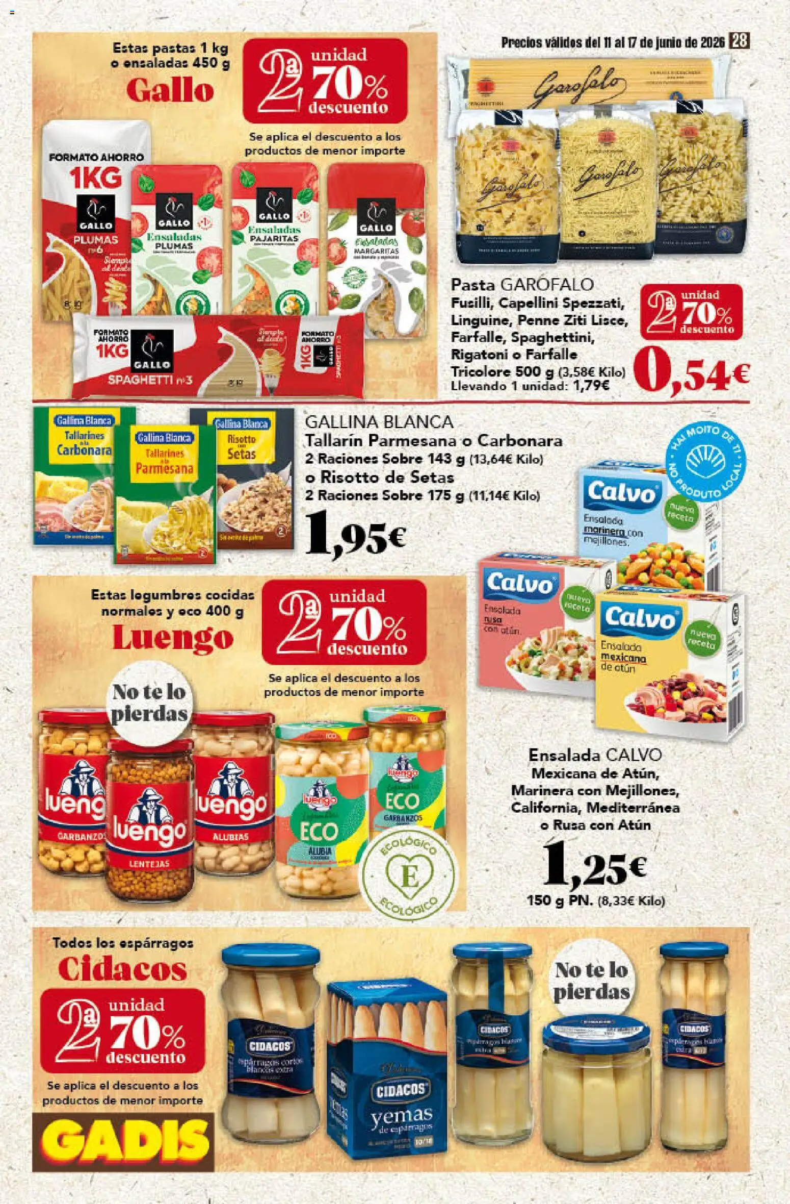Gadis folleto │ válido desde el 11.06.2026 | Página: 28 | Productos: Νερό καρύδας, Pasta, Té, Ensalada