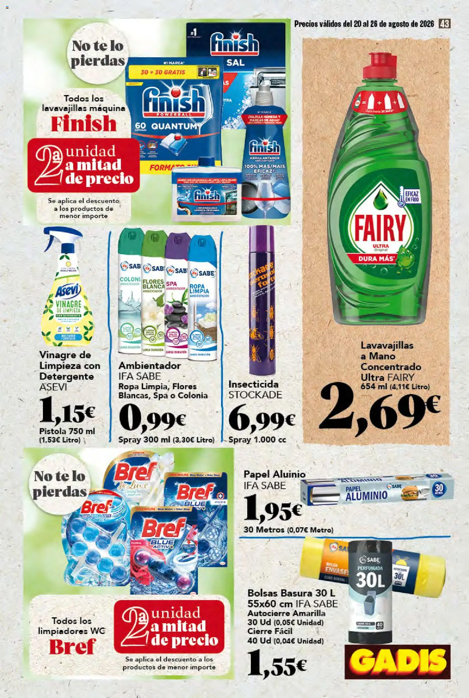 Gadis folleto │ válido desde el 20/08/2026 | Página: 43 | Productos: Colonia, Detergente, Flores, Vinagre