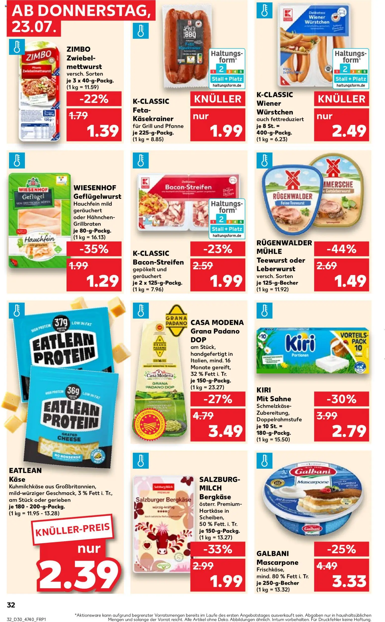 Kaufland Německo leták - Hannover od 23.07.2026 | Strana: 32 | Produkty: Forma, Mascarpone, Grana Padano, Feta