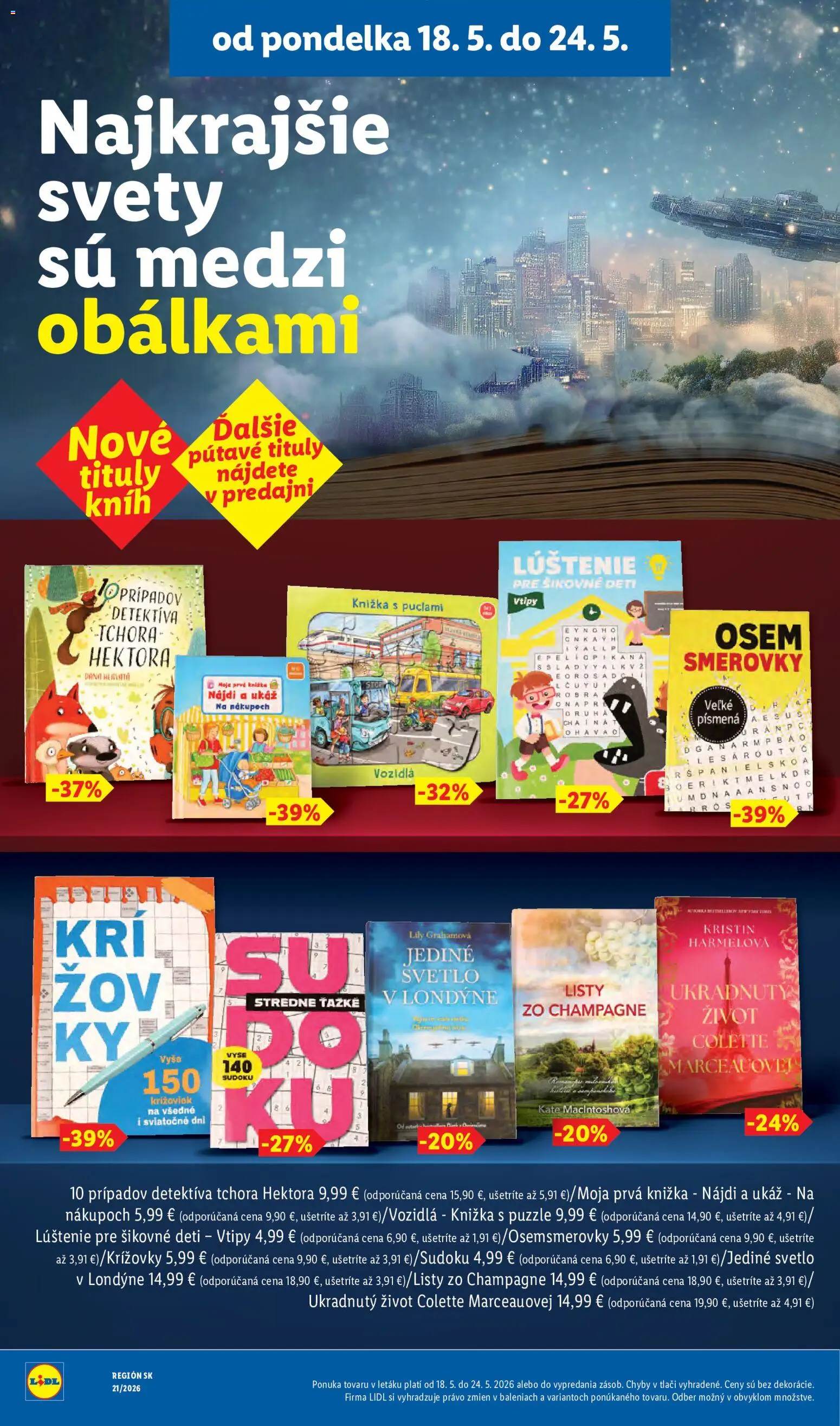 Nové Lidl akcie – leták je platný od 18.05.2026 | Strana: 34 | Produkty: Svetlo, Kniha, Puzzle