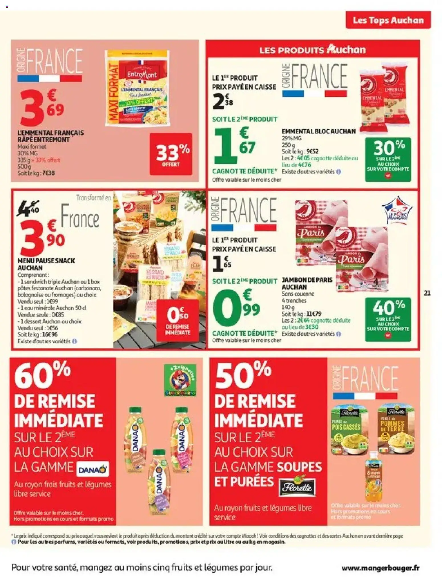 {H1} | Page: 21 | Produits: Fruits, Pois, Jambon, Pâtes