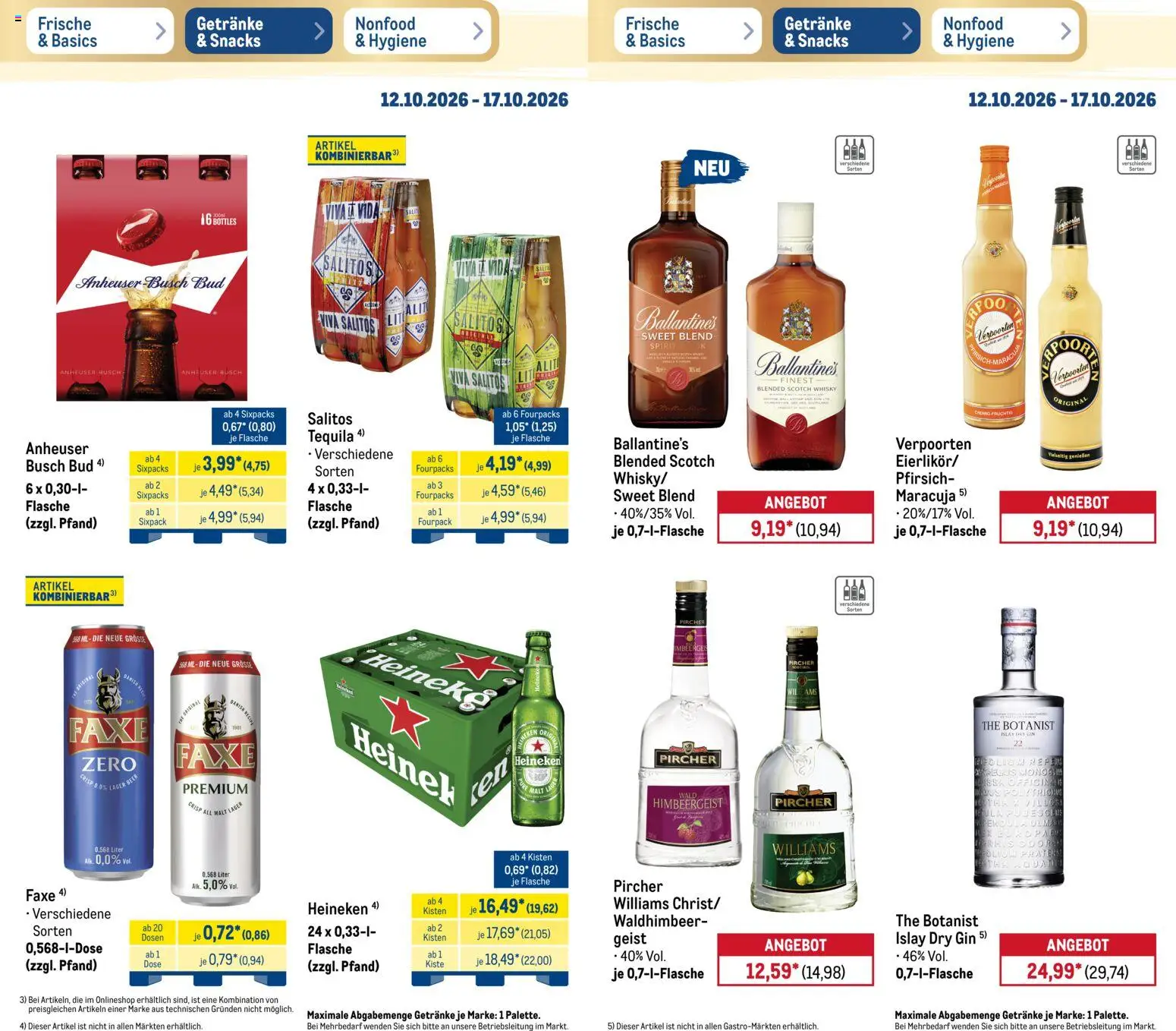 Metro Prospekt – gültig ab 12.10.2026 | Seite: 15 | Produkte: Whisky, Heineken, Tequila, Gin
