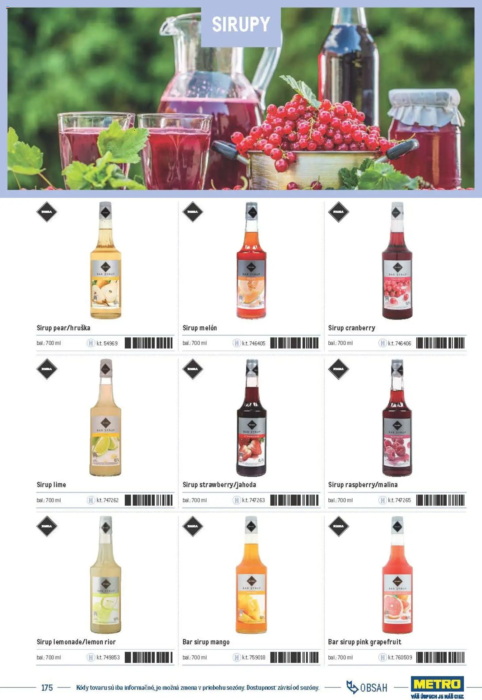 Nové Metro akcie – leták je platný od 05.12.2025 | Strana: 175 | Produkty: Sirup, Grapefruit, Mango, Melón