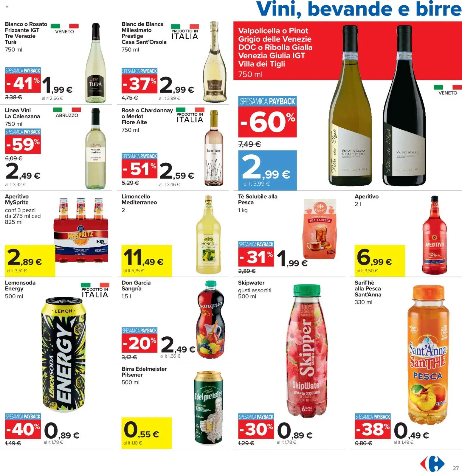 Volantino Carrefour del 06/08/2026 | Pagina: 27 | Prodotti: Birra, Tè, Pesca, Limoncello