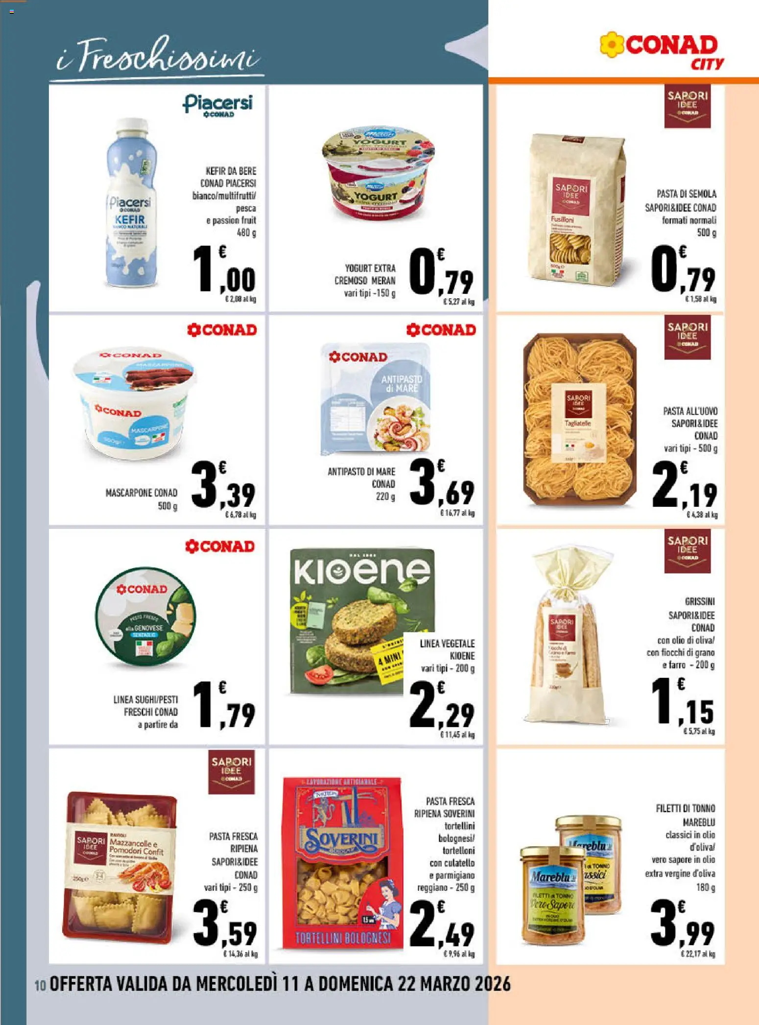 Volantino Conad del 11.03.2026 | Pagina: 10 | Prodotti: Yogurt, Olio, Pomodori, Olio extra vergine