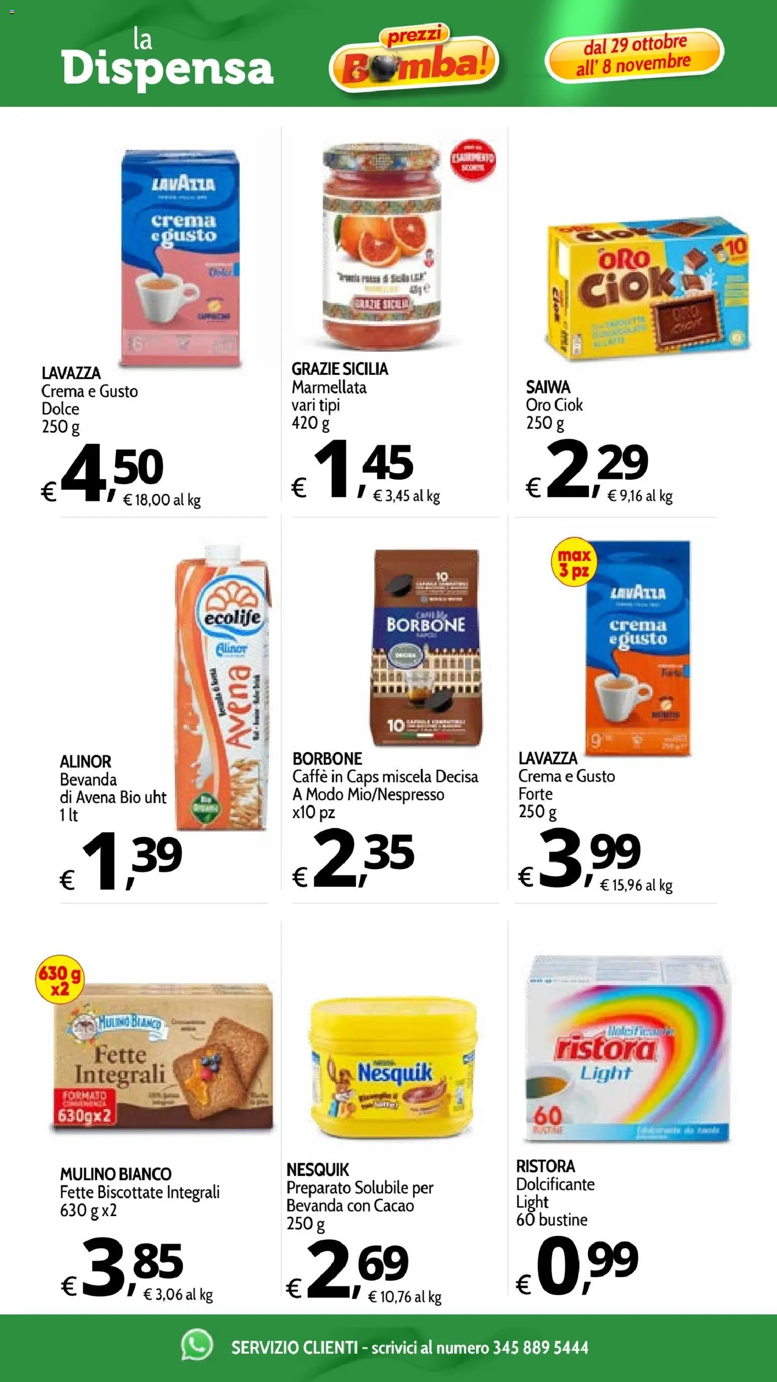 Volantino Primo Prezzo del 29/10/2026 | Pagina: 3 | Prodotti: Crema, Caffè, Cacao, Fette biscottate